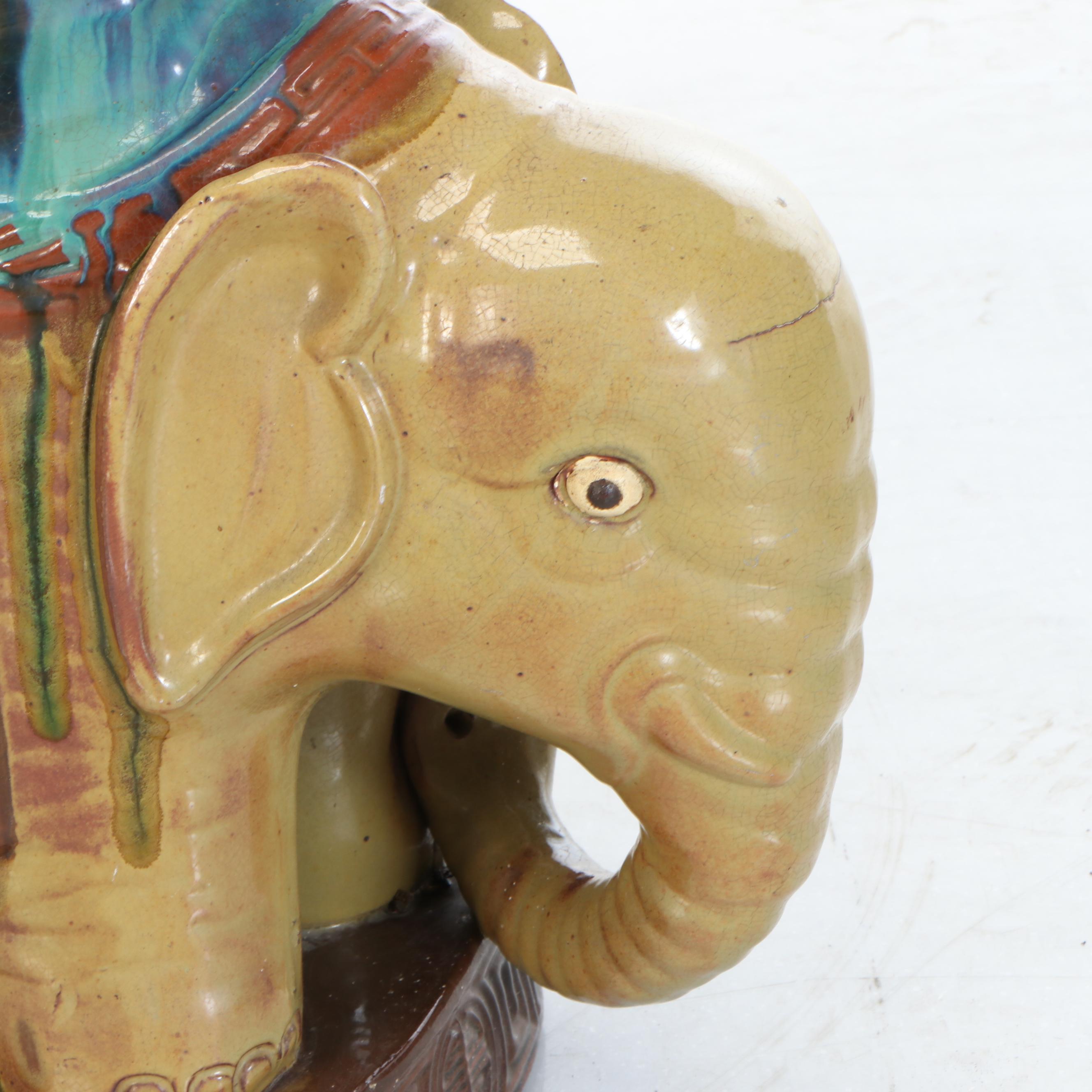 Chinese Sancai Glazed Ceramic Elephant Stool