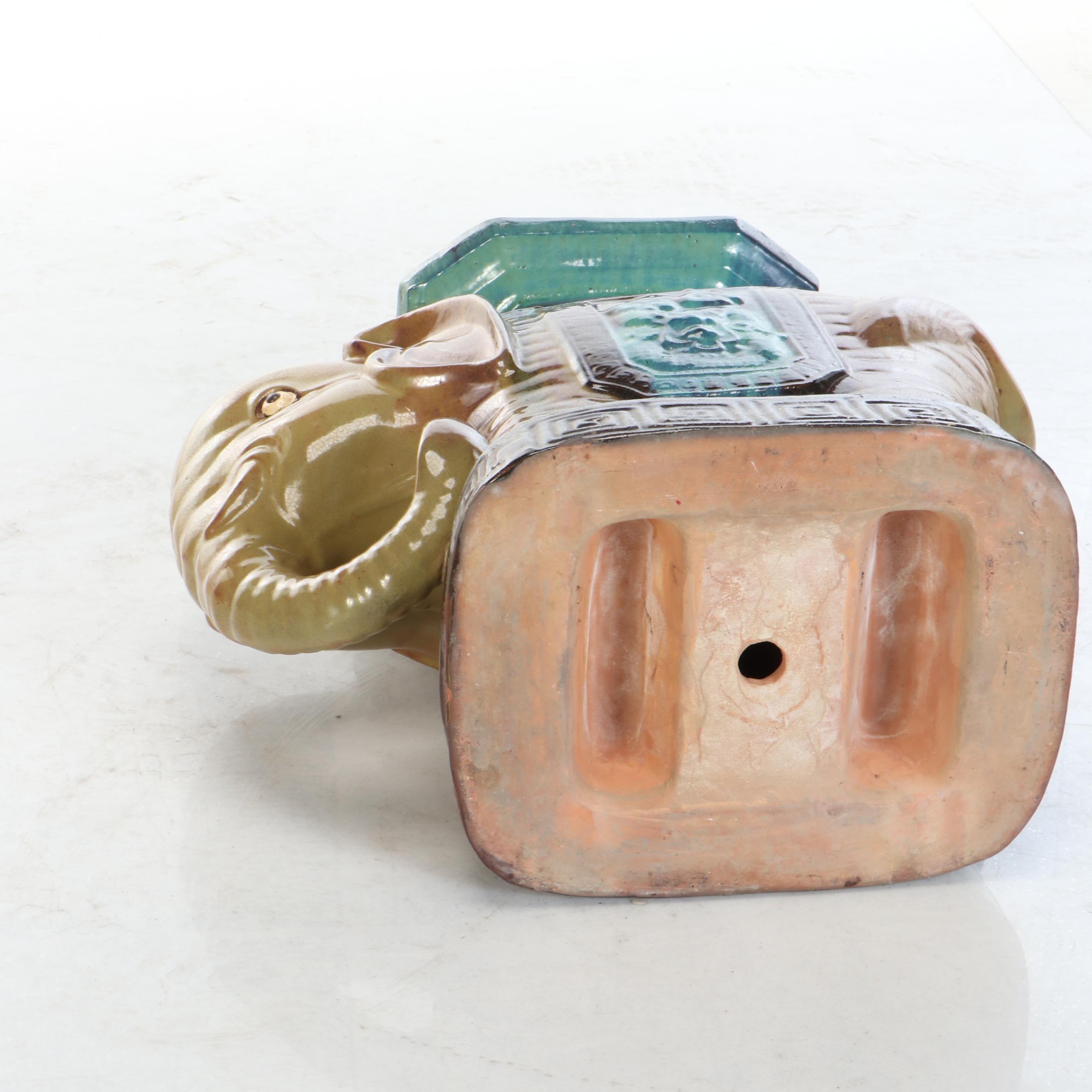 Chinese Sancai Glazed Ceramic Elephant Stool
