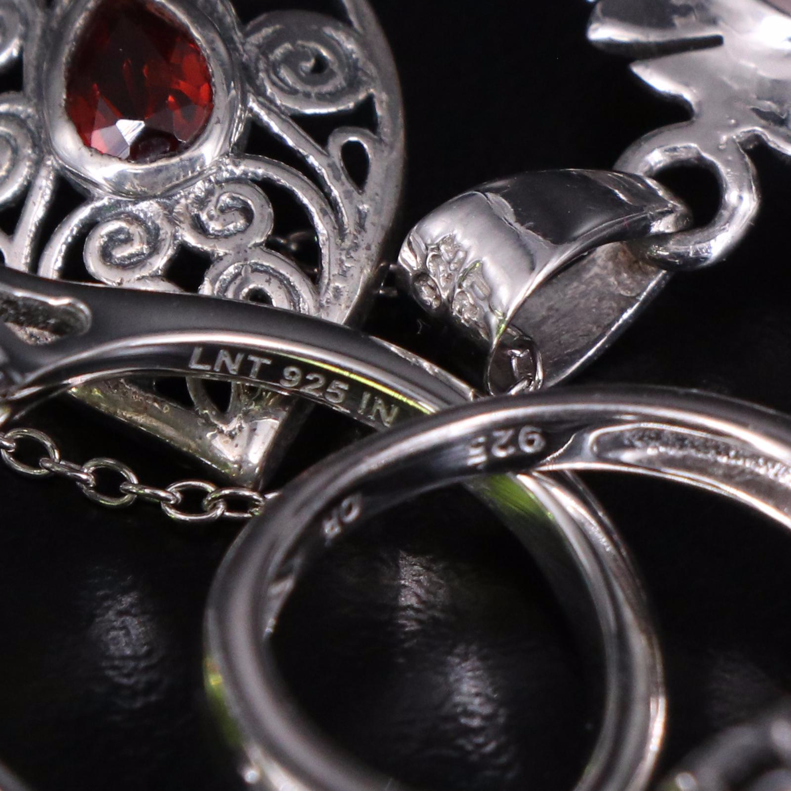 14 Assorted Sterling Silver Rings, Necklaces, Earrings, and Pendants