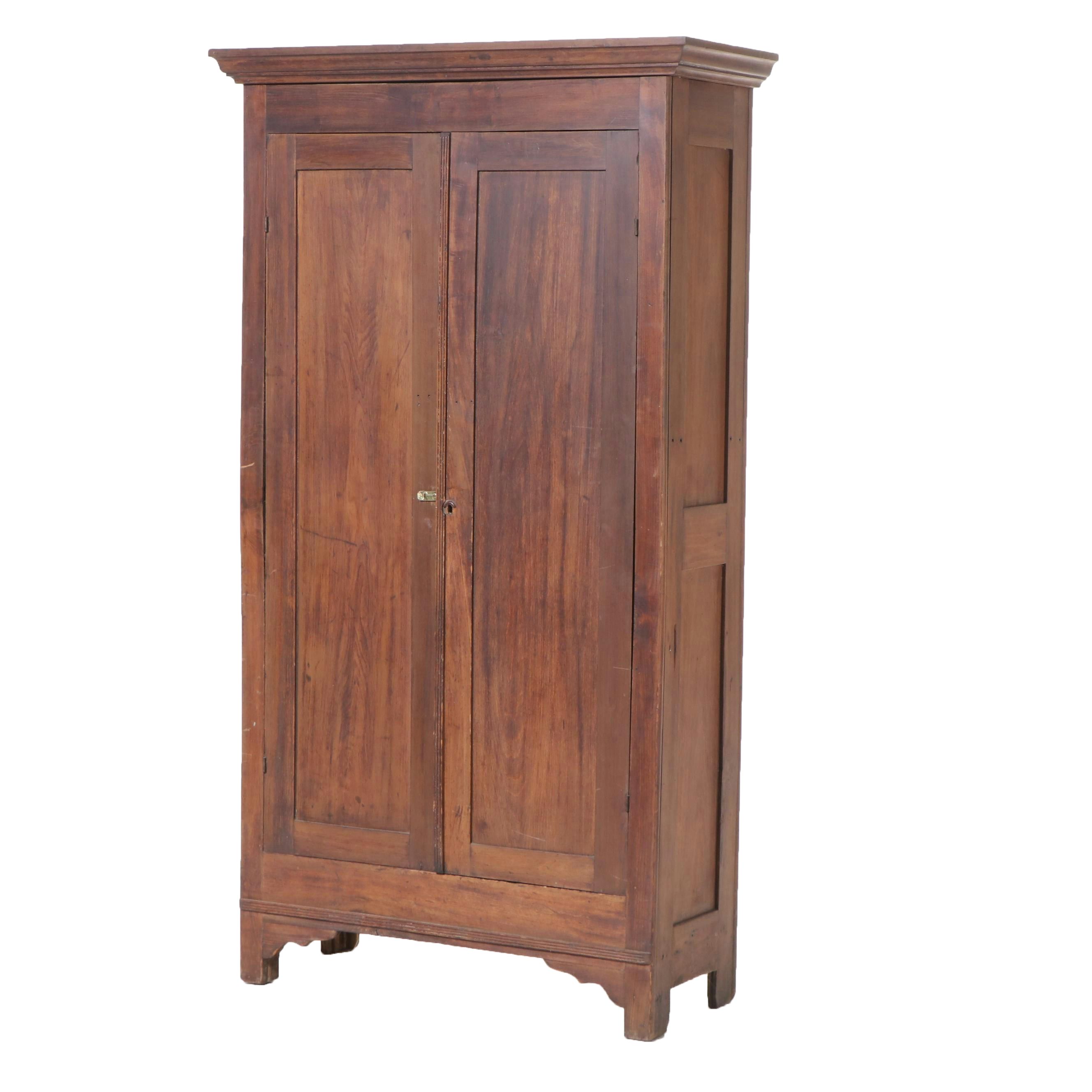American Primitive Style Walnut Cabinet, 19th Century