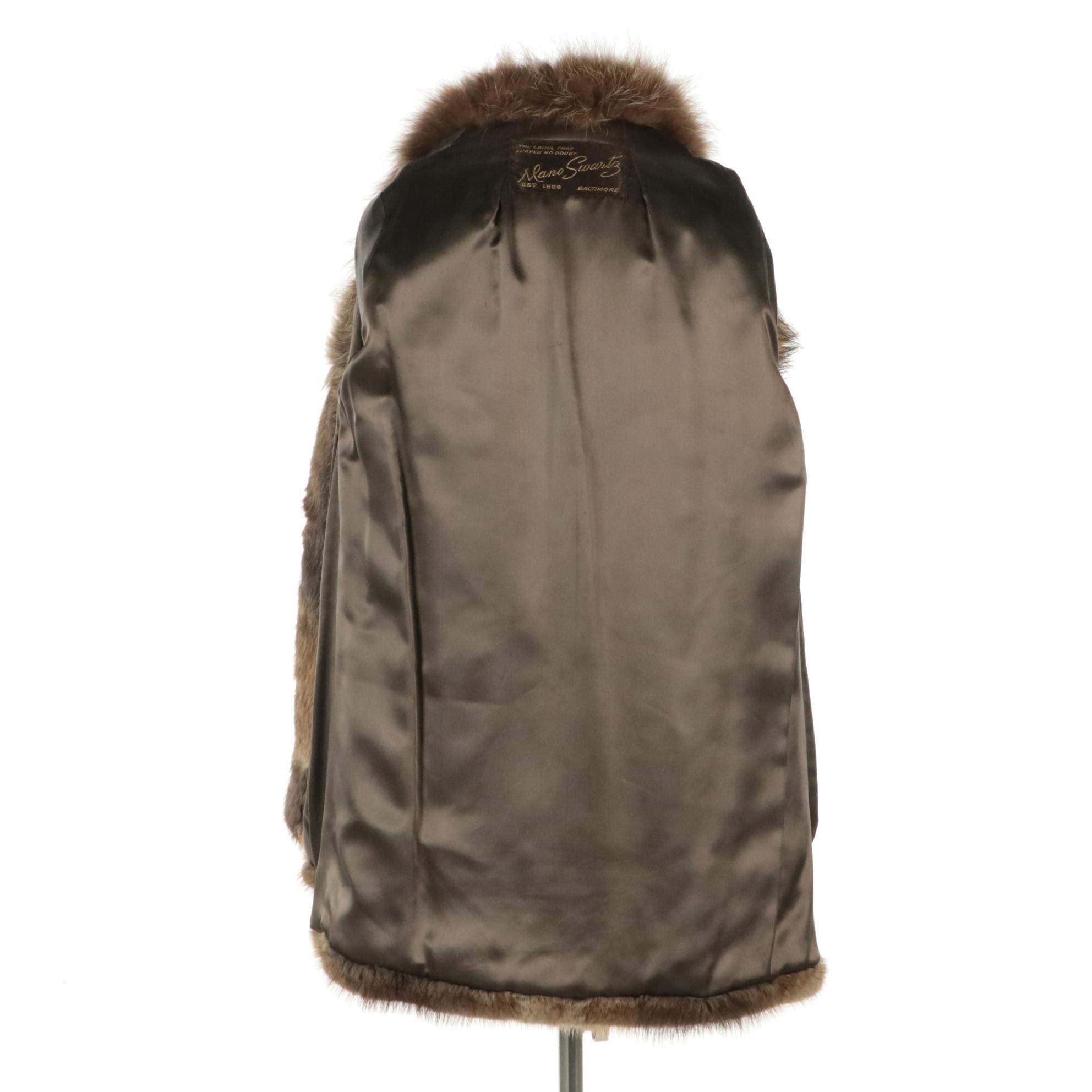 Patchwork Muskrat Fur Stroller with Raccoon Fur Collar from Mano Swartz