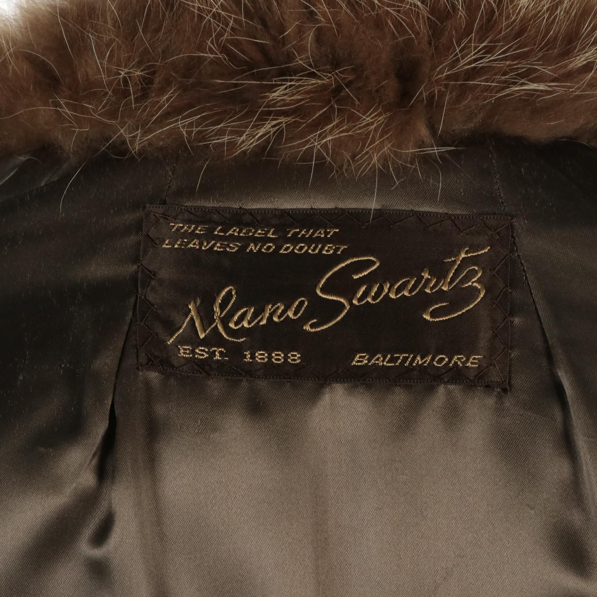 Patchwork Muskrat Fur Stroller with Raccoon Fur Collar from Mano Swartz