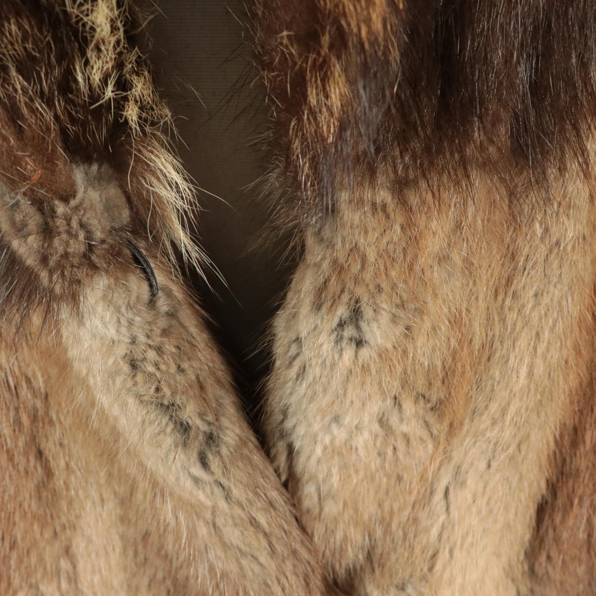 Patchwork Muskrat Fur Stroller with Raccoon Fur Collar from Mano Swartz