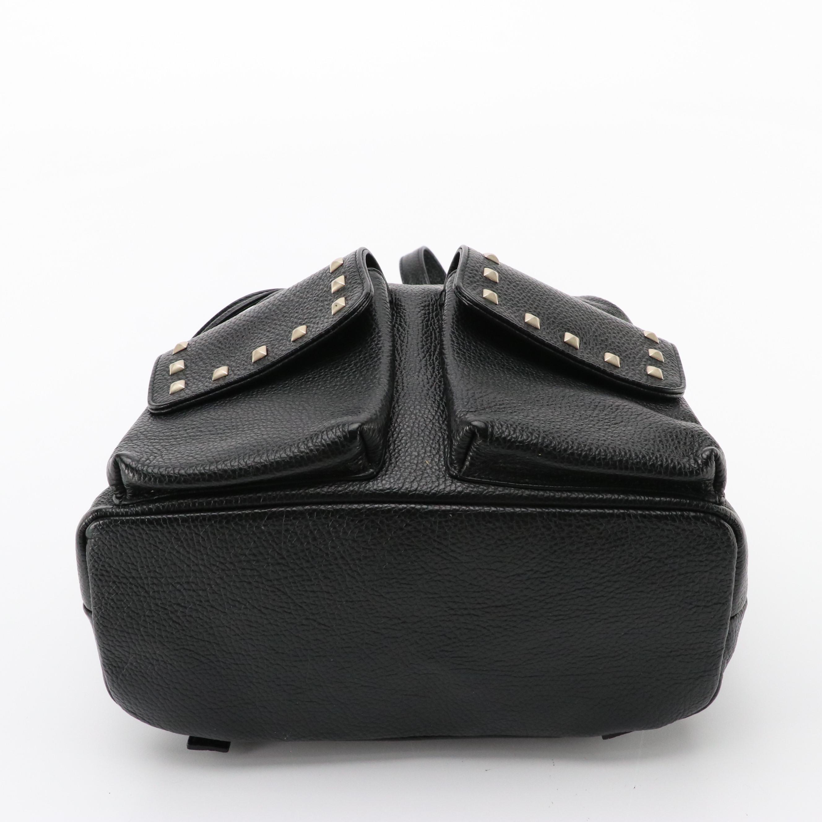 Valentino by Mario Valentino Spa Drawstring Backpack in Studded Black Leather