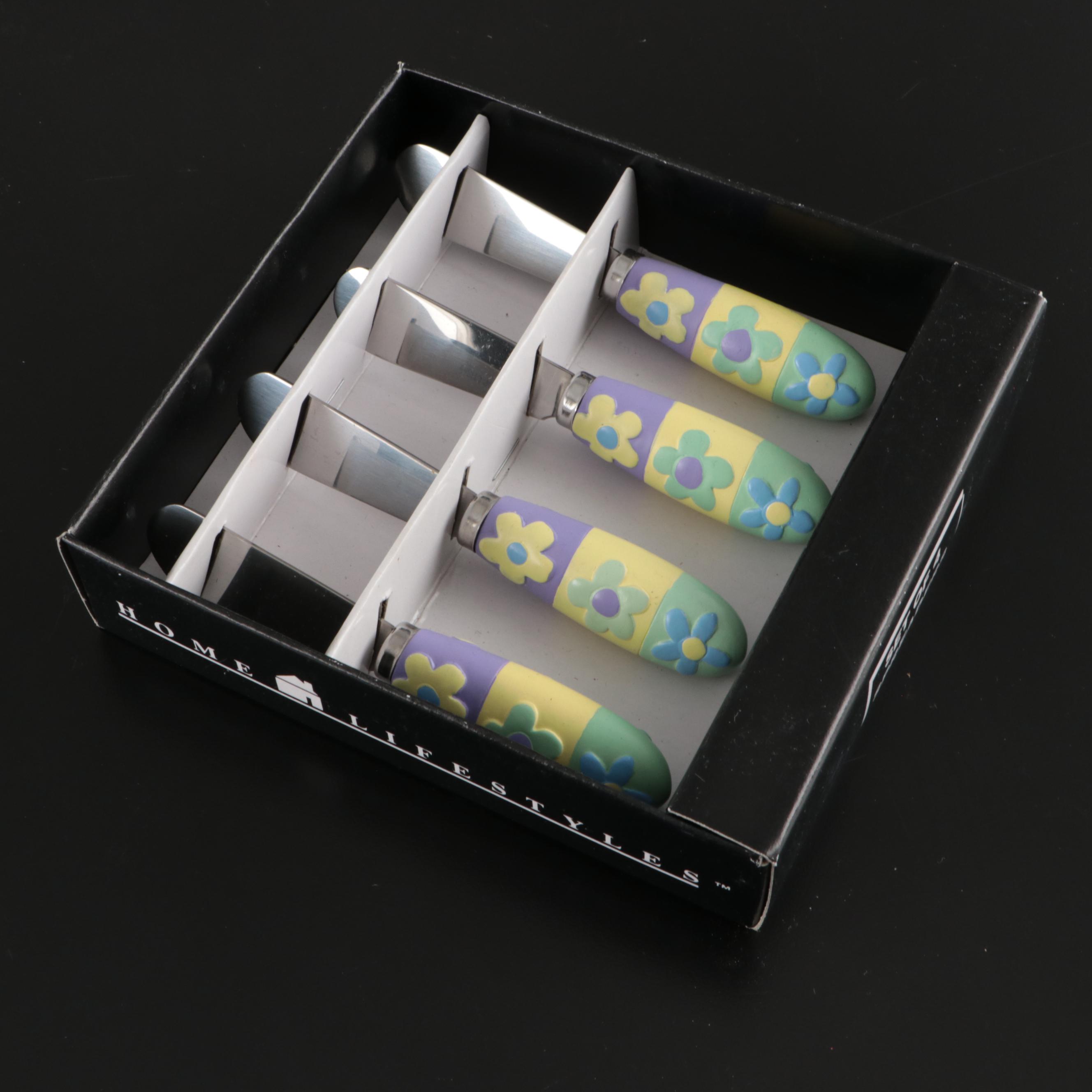 Home Lifestyles Floral Cheese Spreads with Glass Ice Bucket and Other Barware