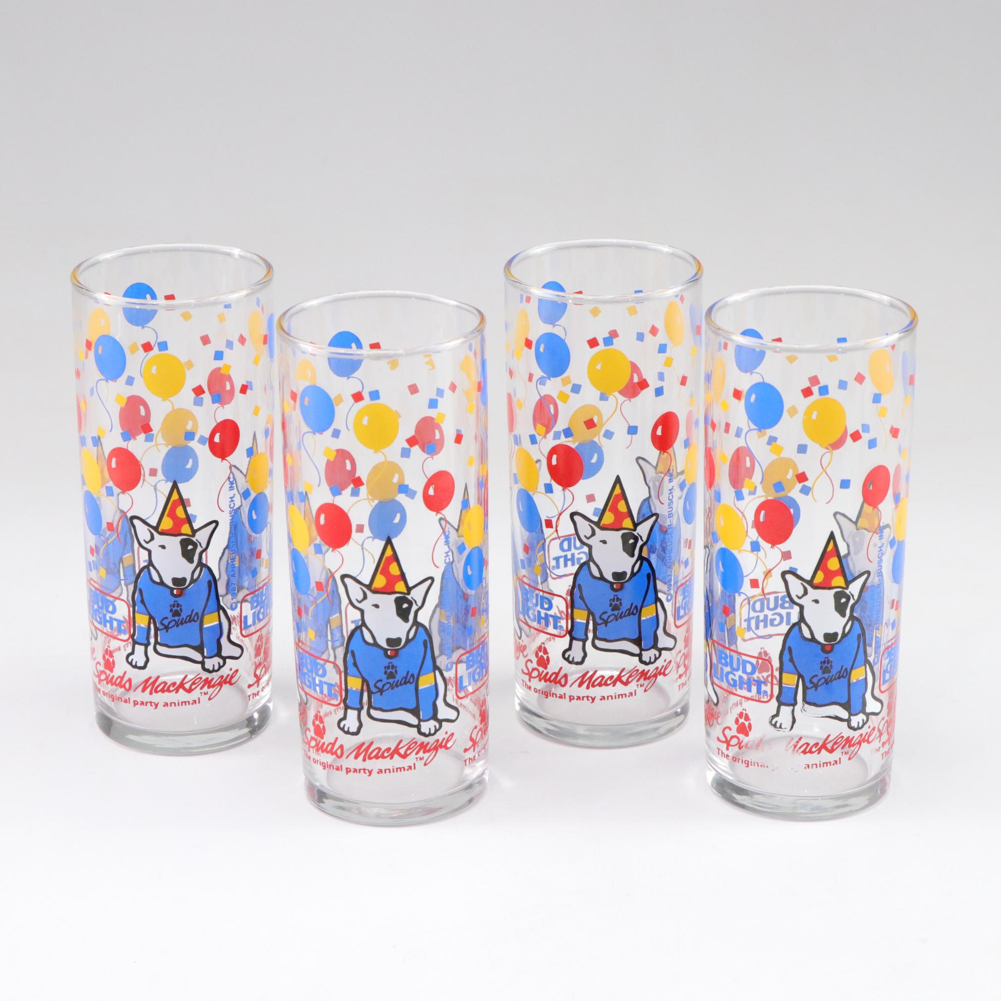 Bud Light "Spuds McKenzie" and Budweiser "Clydesdales" Glasses