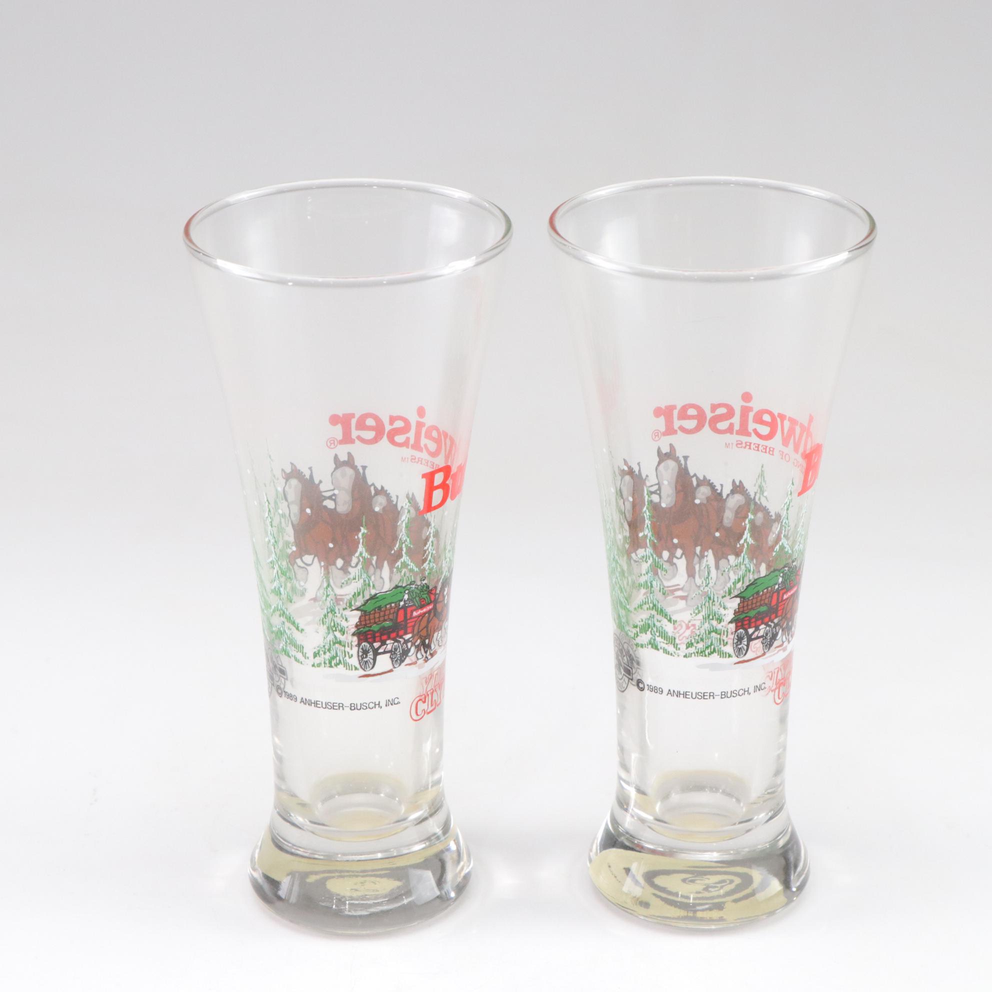 Bud Light "Spuds McKenzie" and Budweiser "Clydesdales" Glasses
