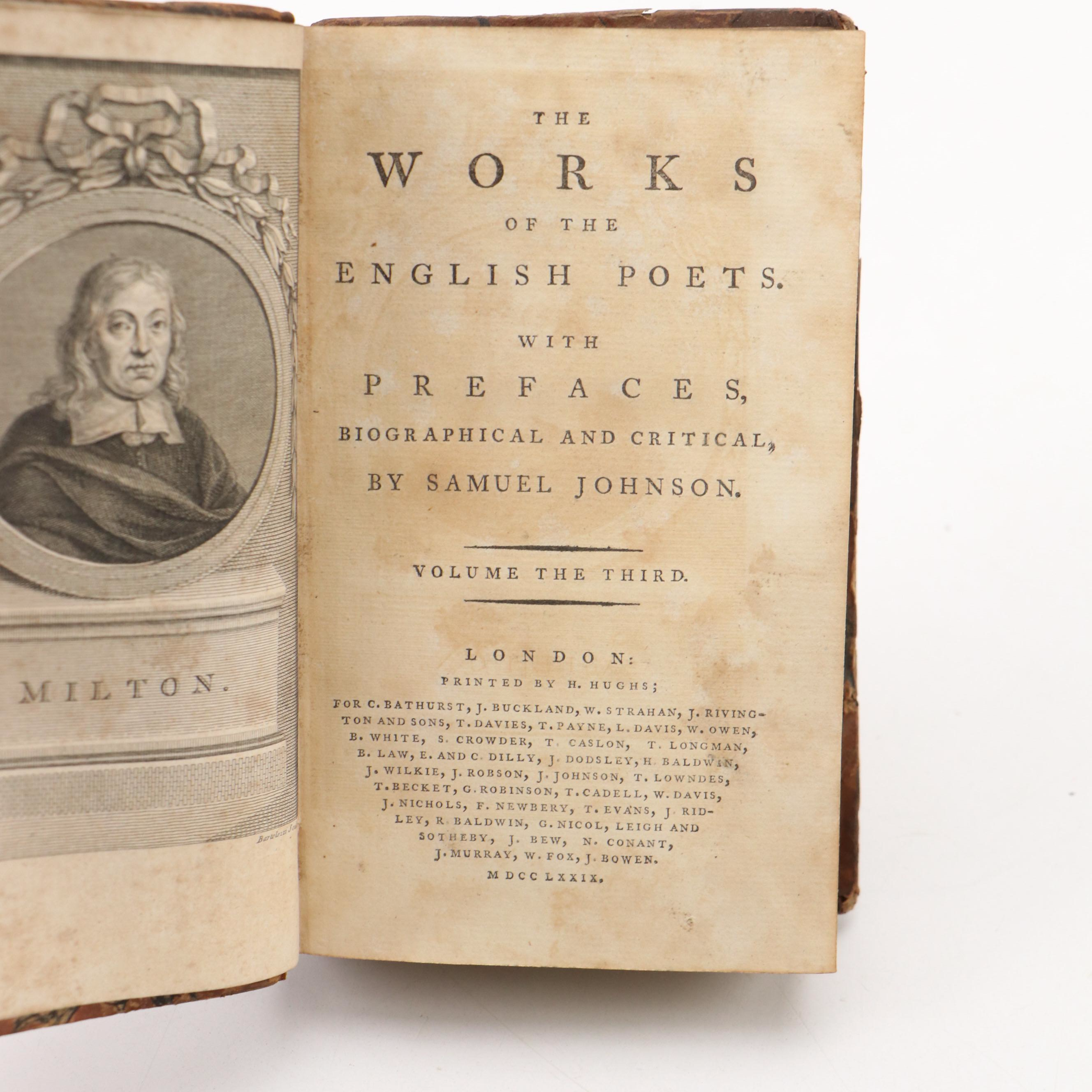 "The Works of English Poets" Vol. III and XXIV by Samuel Johnson and More