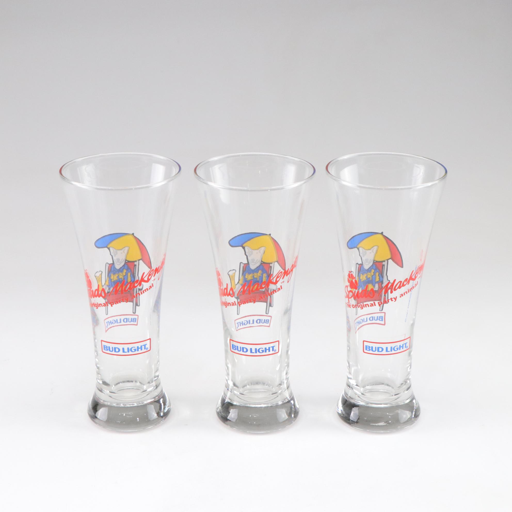 Bud Light "Spuds McKenzie" and Budweiser "Clydesdales" Glasses