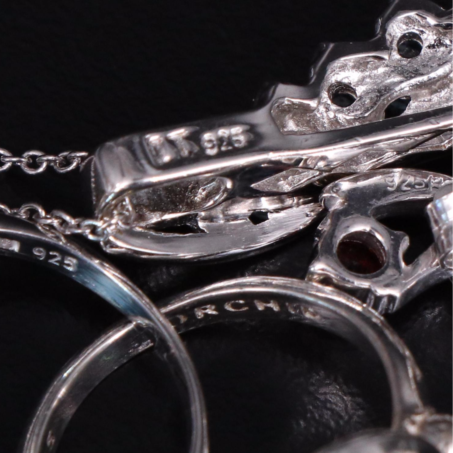 14 Assorted Sterling Silver Rings, Necklaces, Earrings, and Pendants