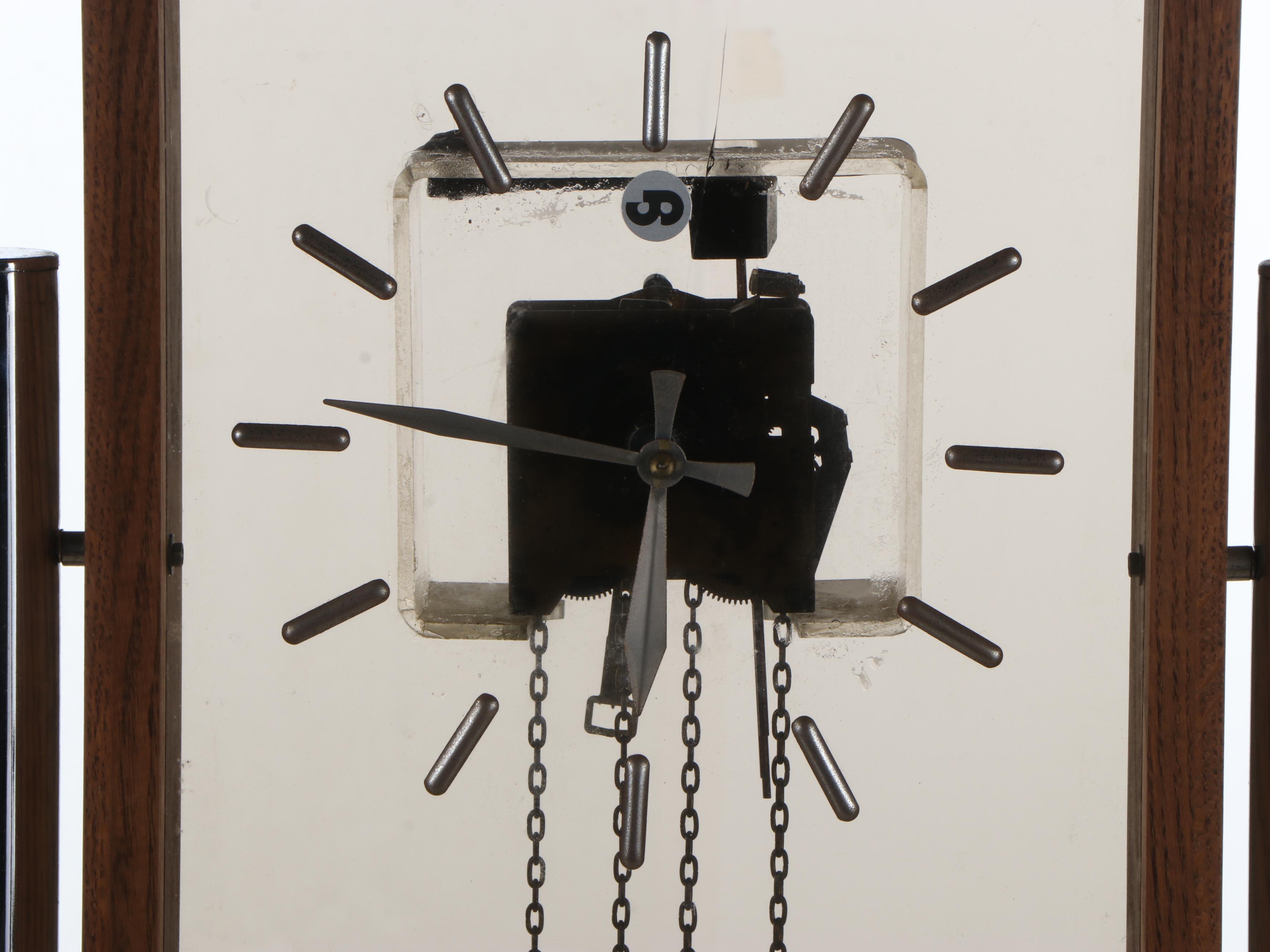 George Nelson for Howard Miller Mid-Century Walnut and Lucite Grandfather Clock