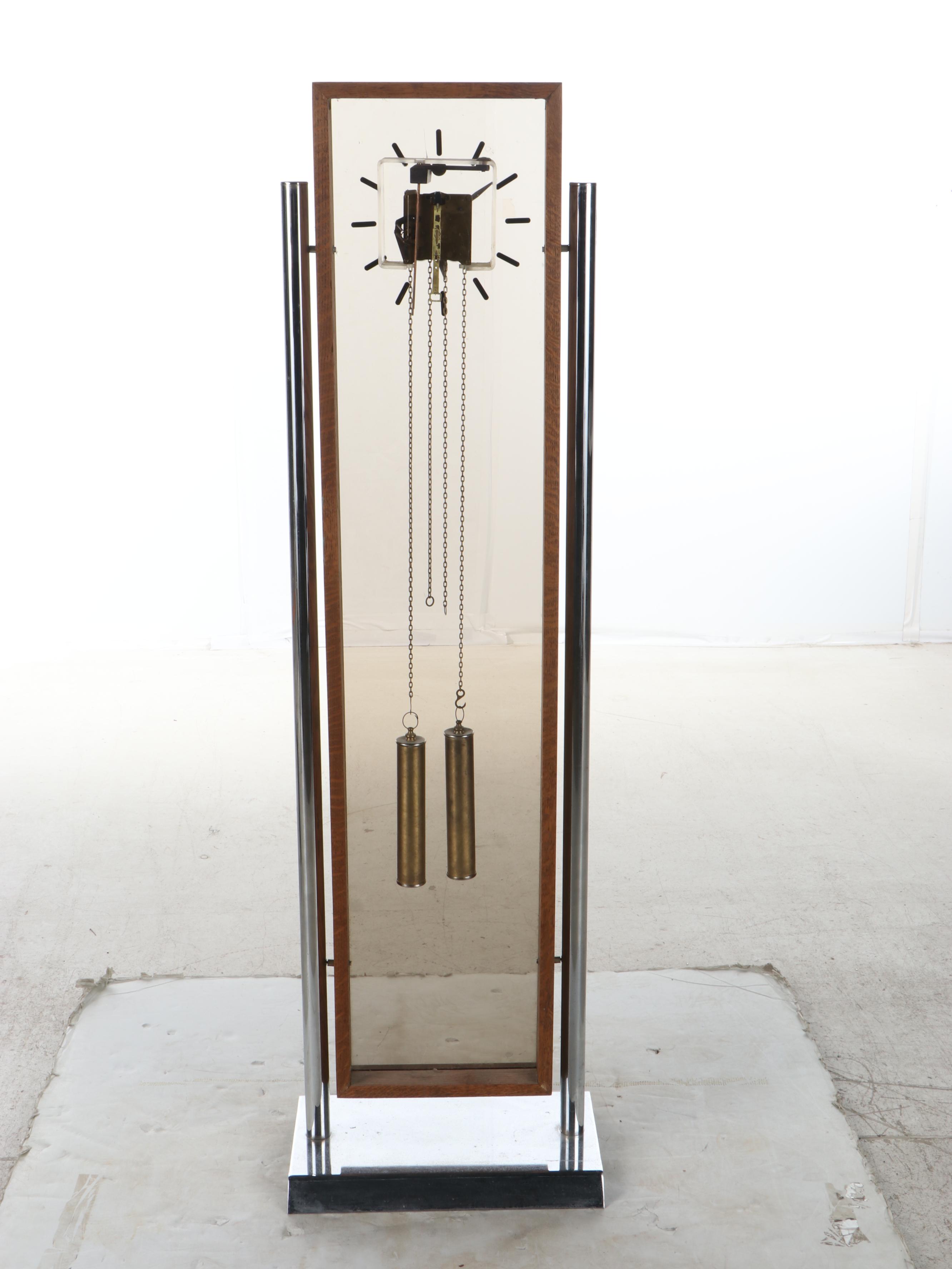 George Nelson for Howard Miller Mid-Century Walnut and Lucite Grandfather Clock