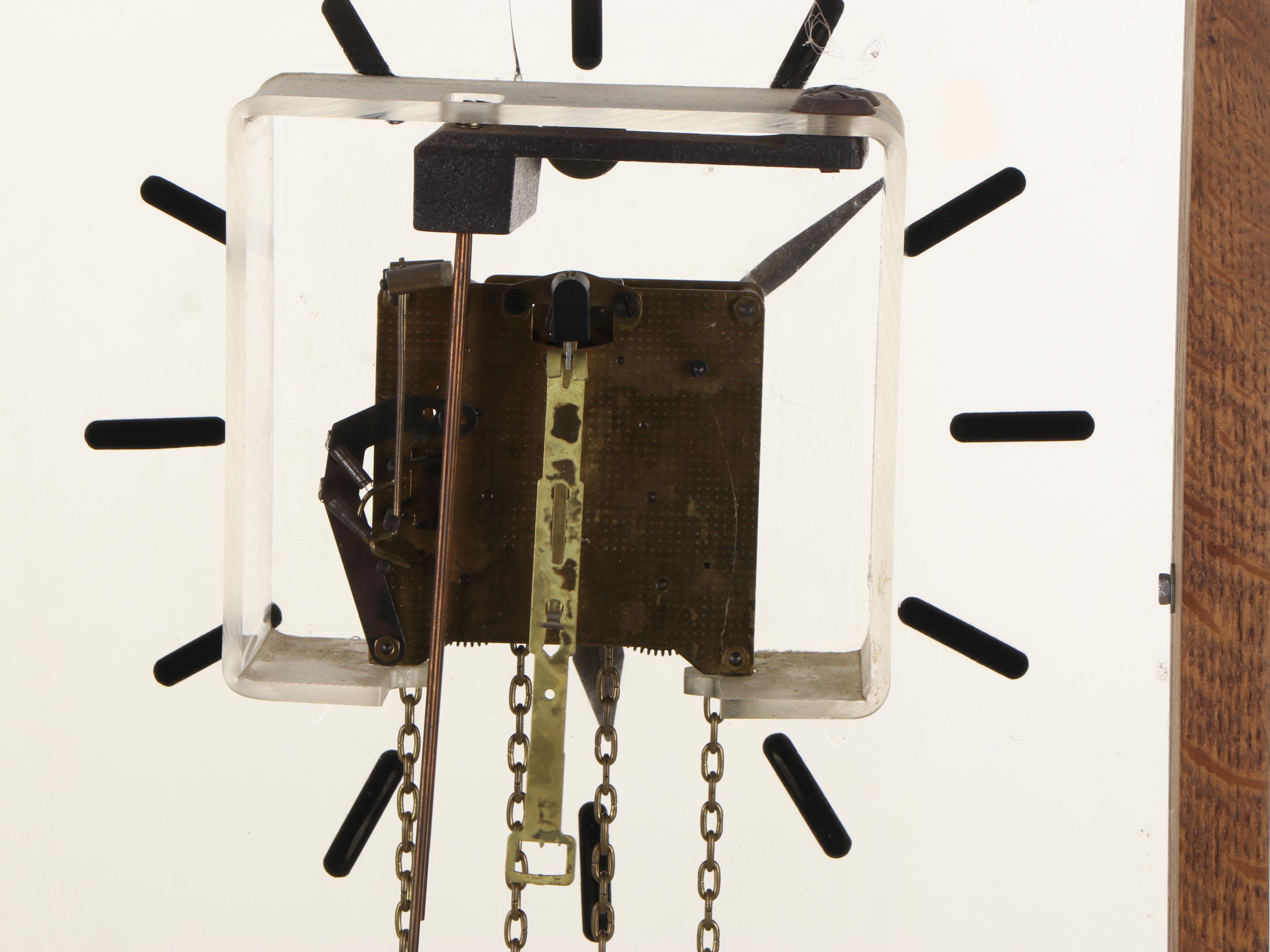 George Nelson for Howard Miller Mid-Century Walnut and Lucite Grandfather Clock