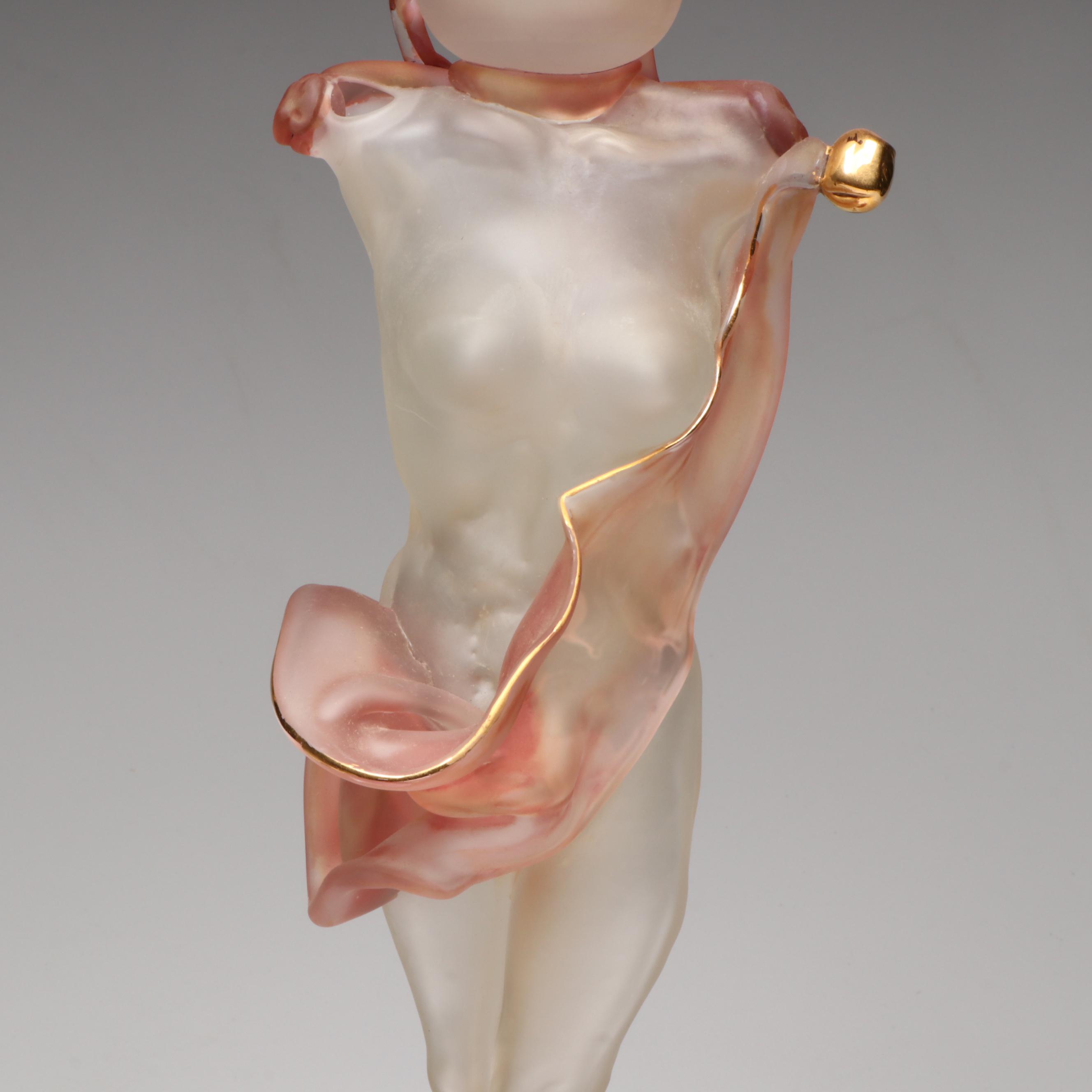 Ion Tamaian Blown Art Glass Female Figure Bud Vase