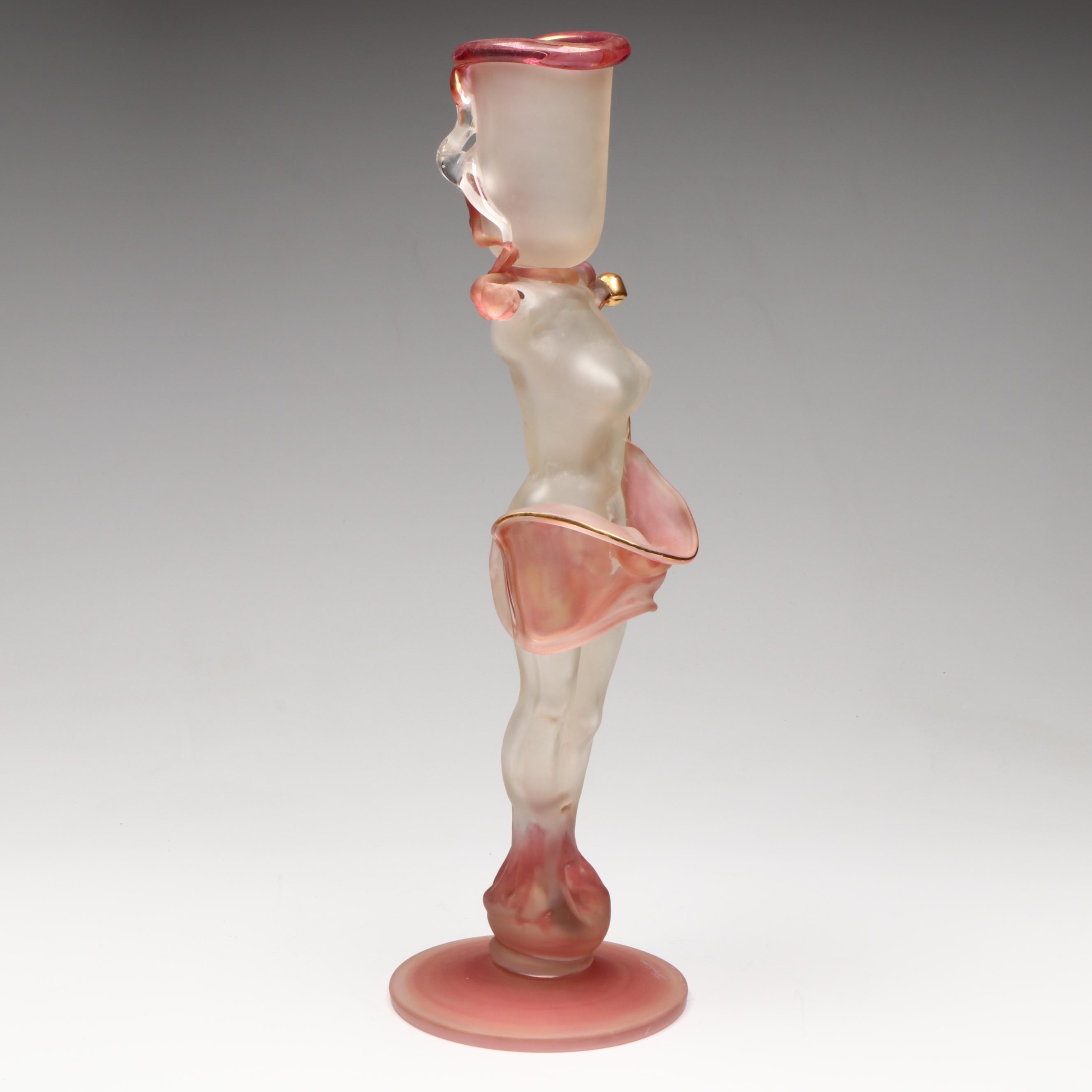 Ion Tamaian Blown Art Glass Female Figure Bud Vase