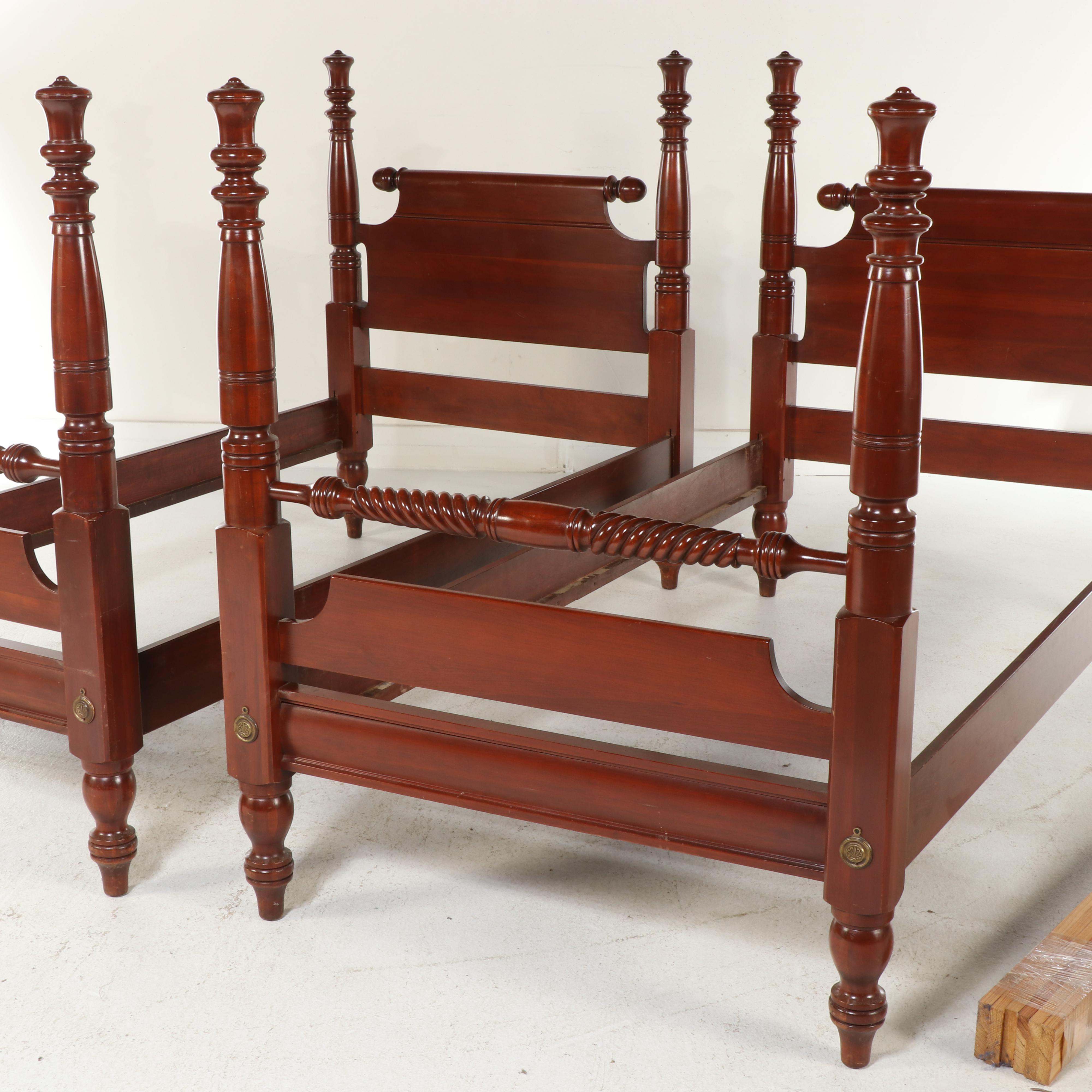 Pair of Willet Wildwood Federal Style Cherry Twin Bed Frames, Mid-20th Century