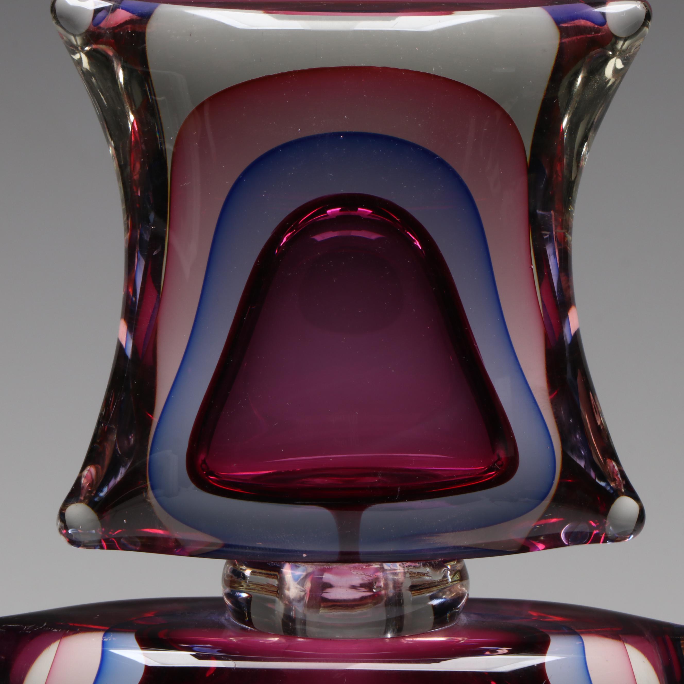 Murano Artist Signed Sommerso Perfume Flask, Manner of Onesto