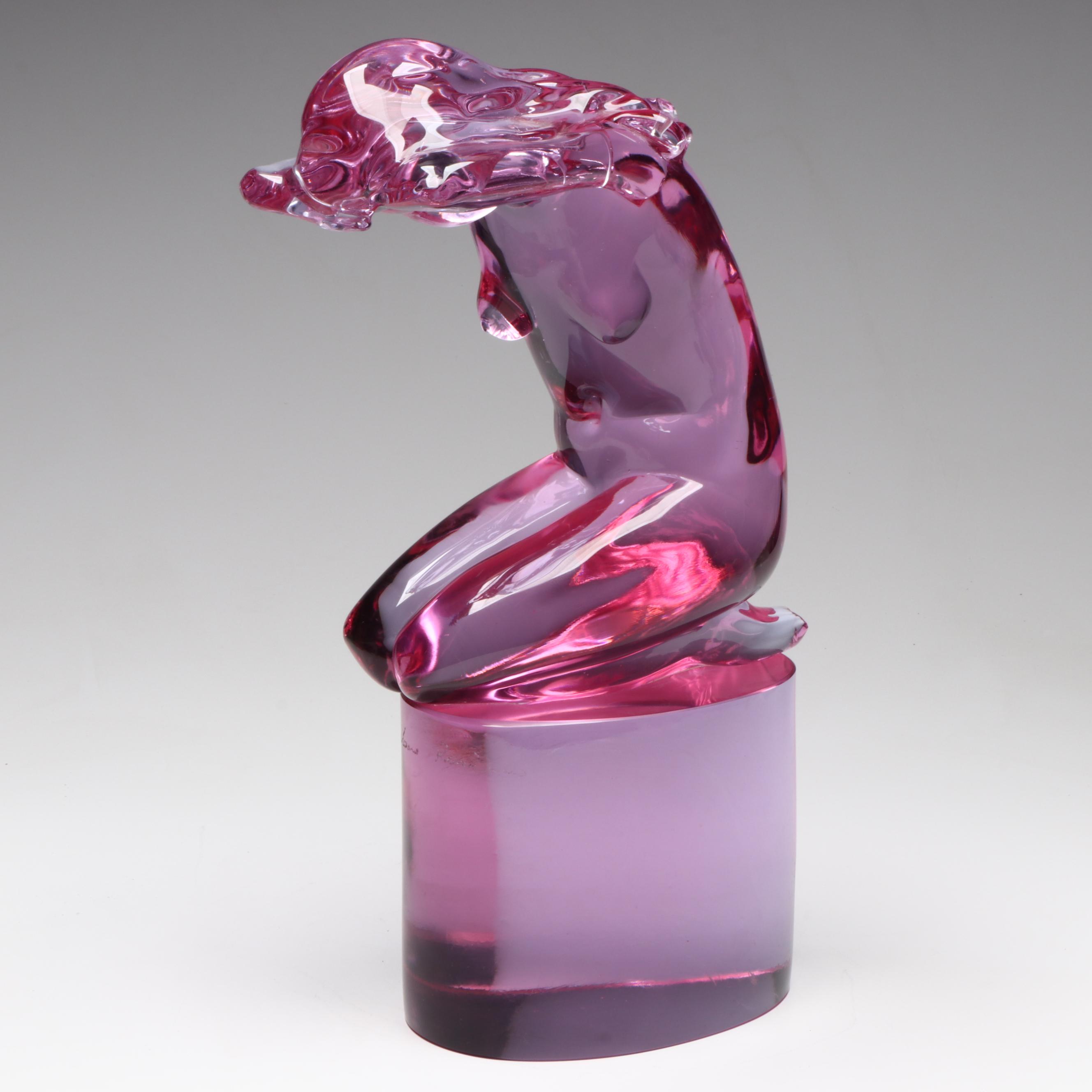 Loredano Rosin Molded Alexandrite Glass Sculpture of Kneeling Woman