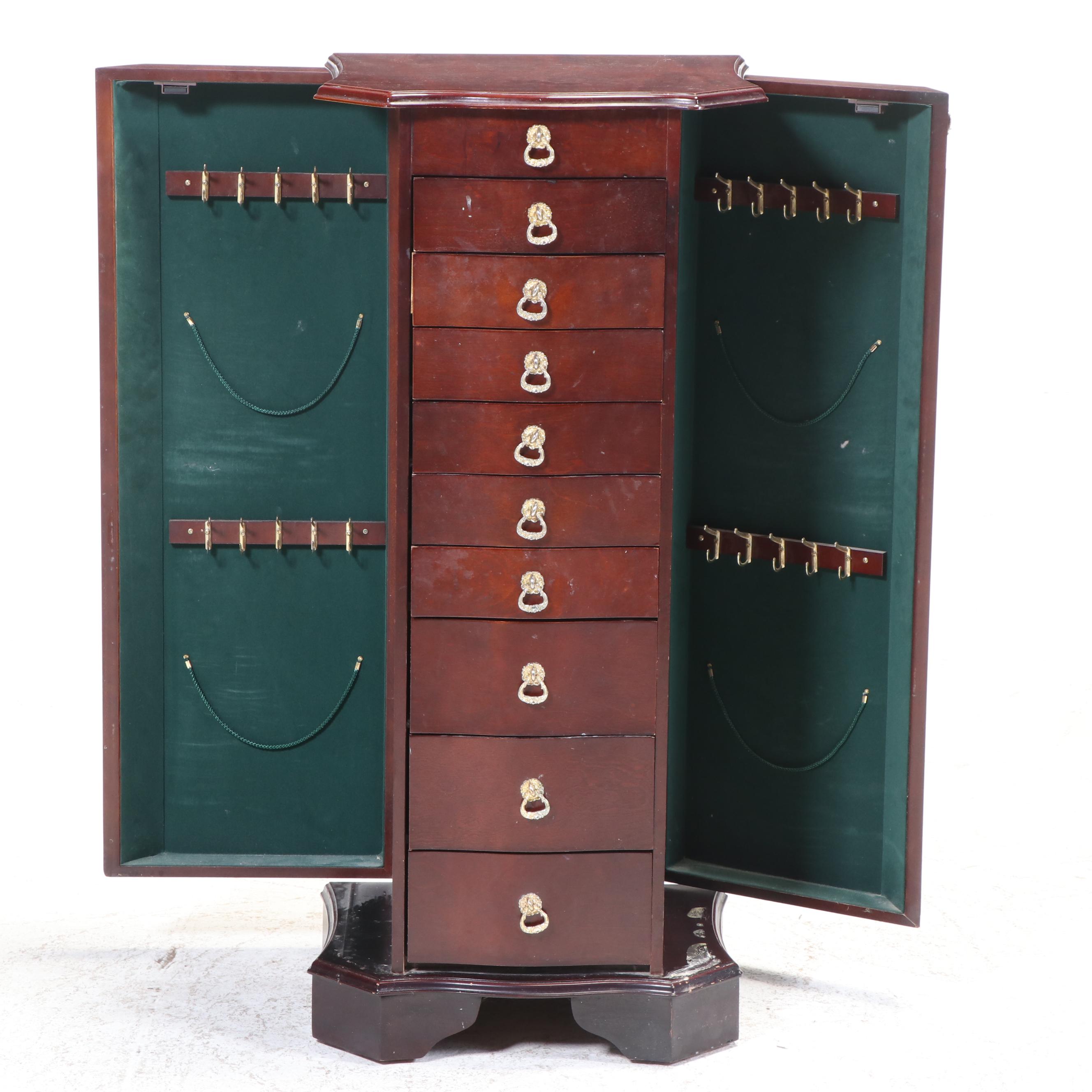 Federal Style Cherrywood-Stained Jewelry Armoire
