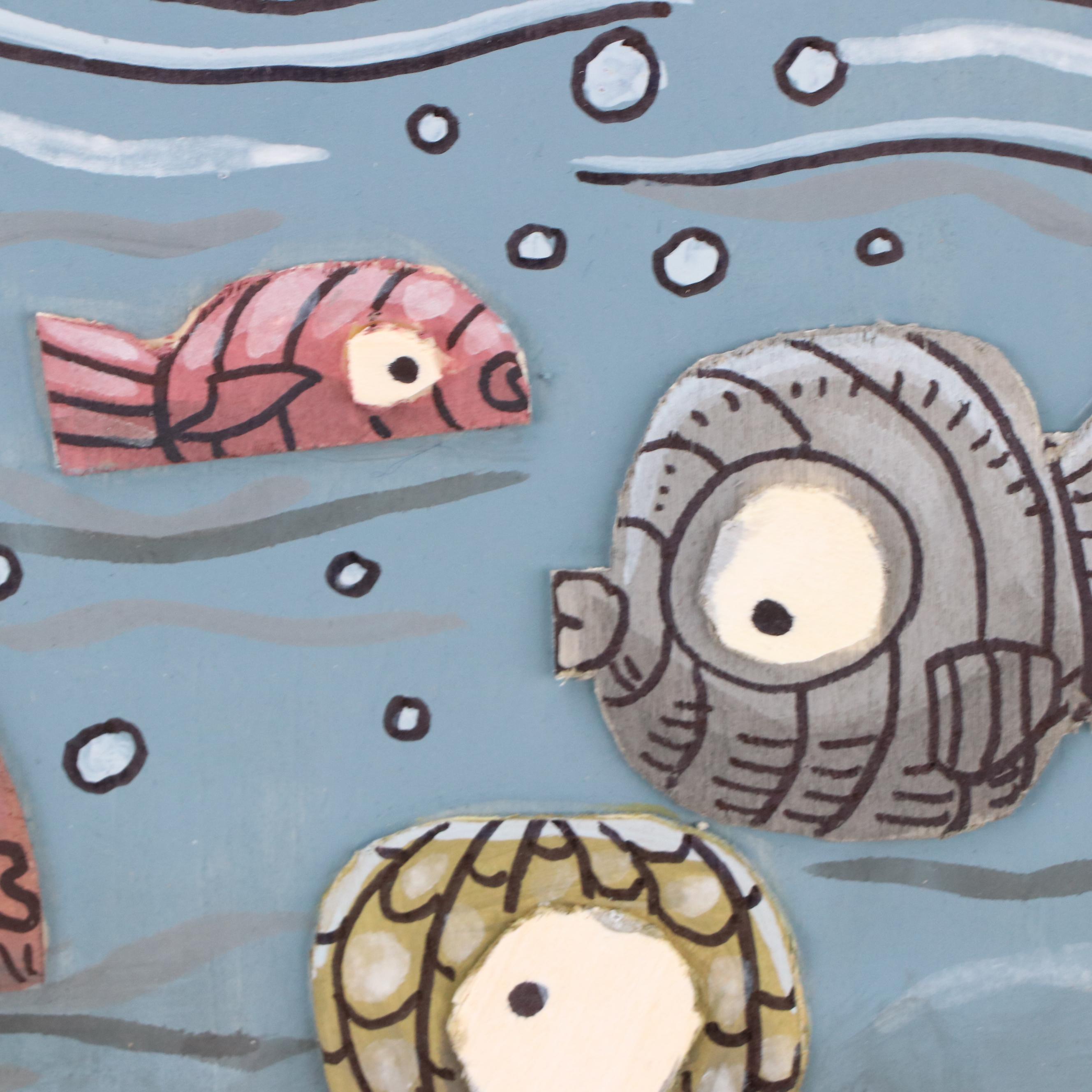 Aaron Wooten Dimensional Stylized Seascape Acrylic Painting "Fruits De Mer" 2025