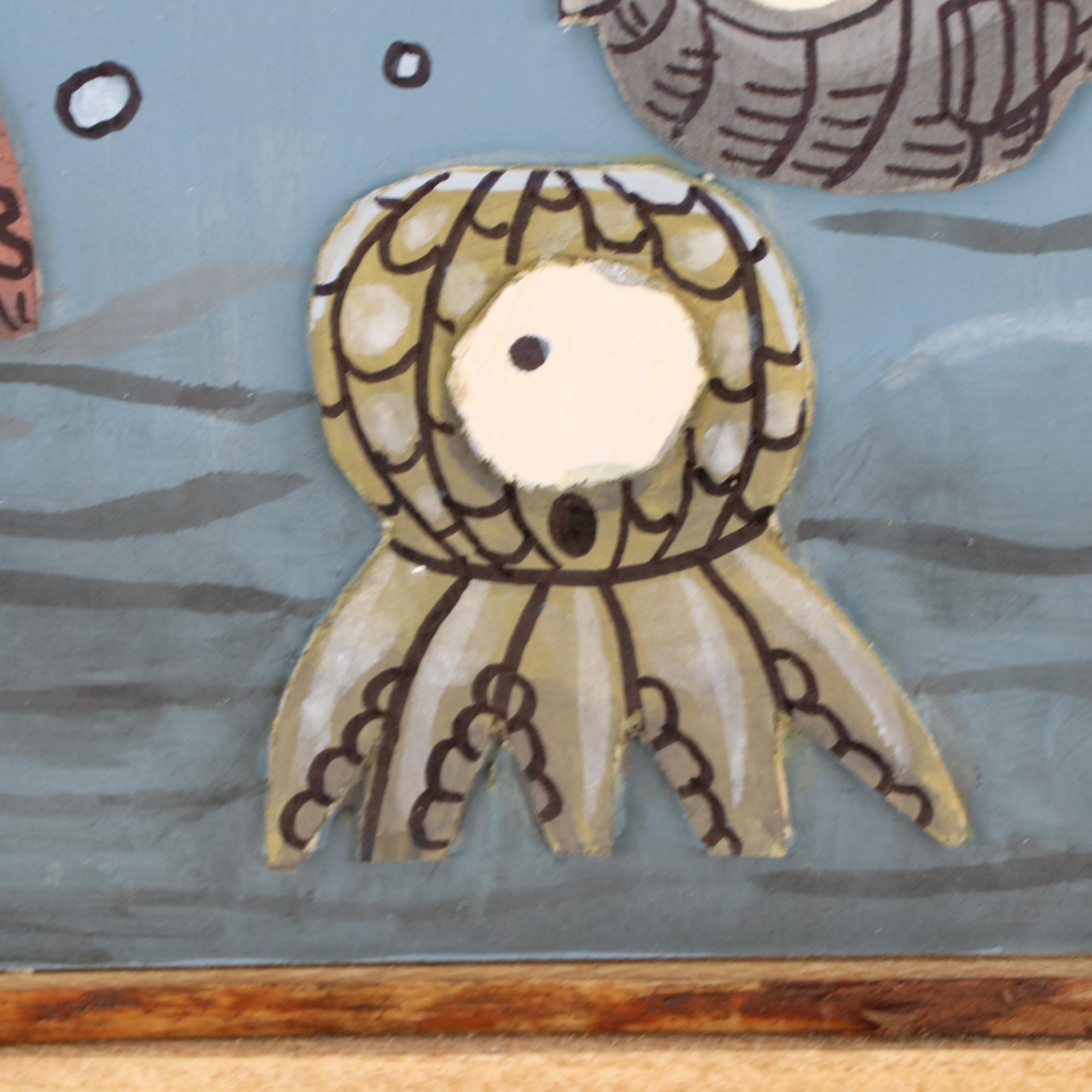 Aaron Wooten Dimensional Stylized Seascape Acrylic Painting "Fruits De Mer" 2025