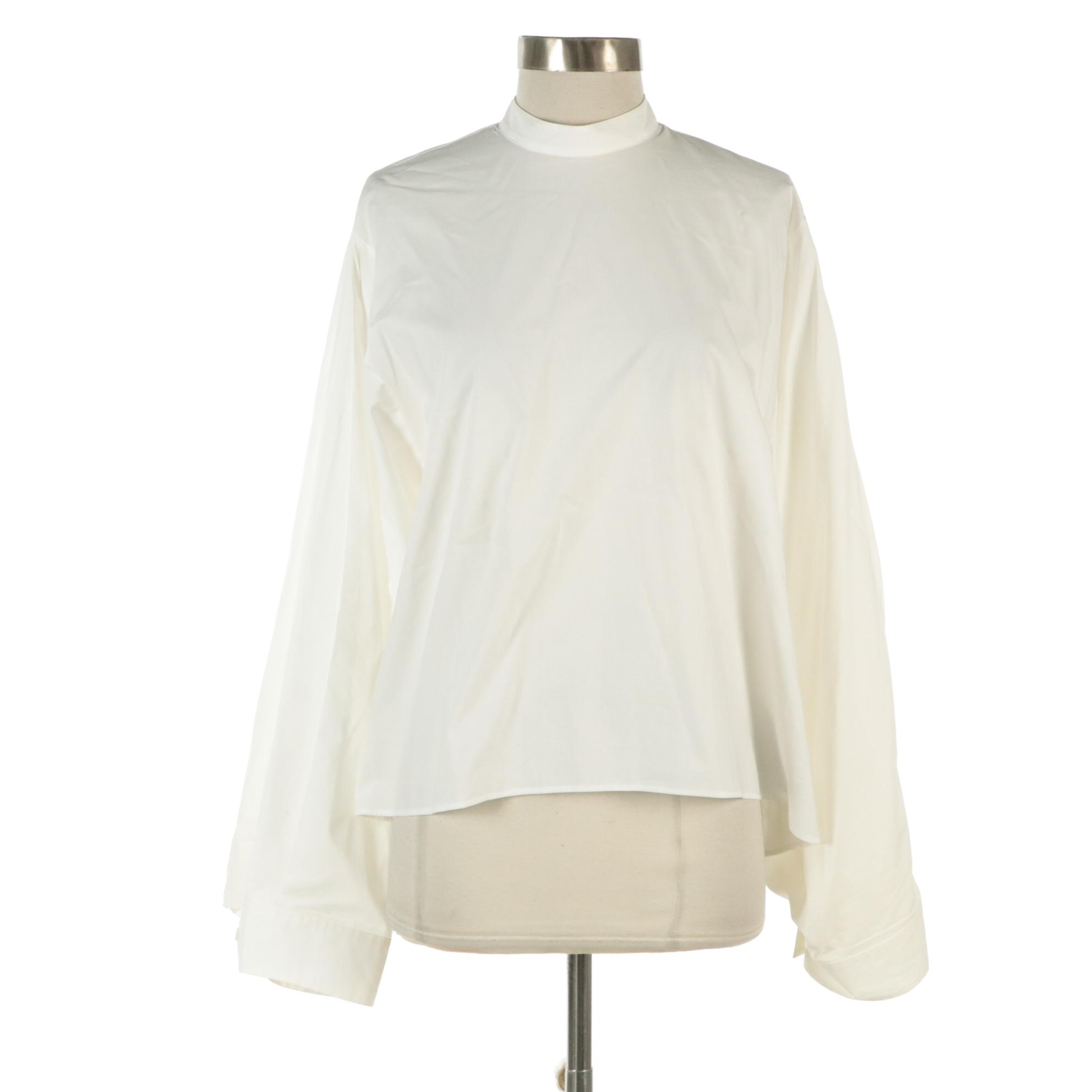 MM6 Maison Margiela White Cotton Extra Wide Sleeve Blouse