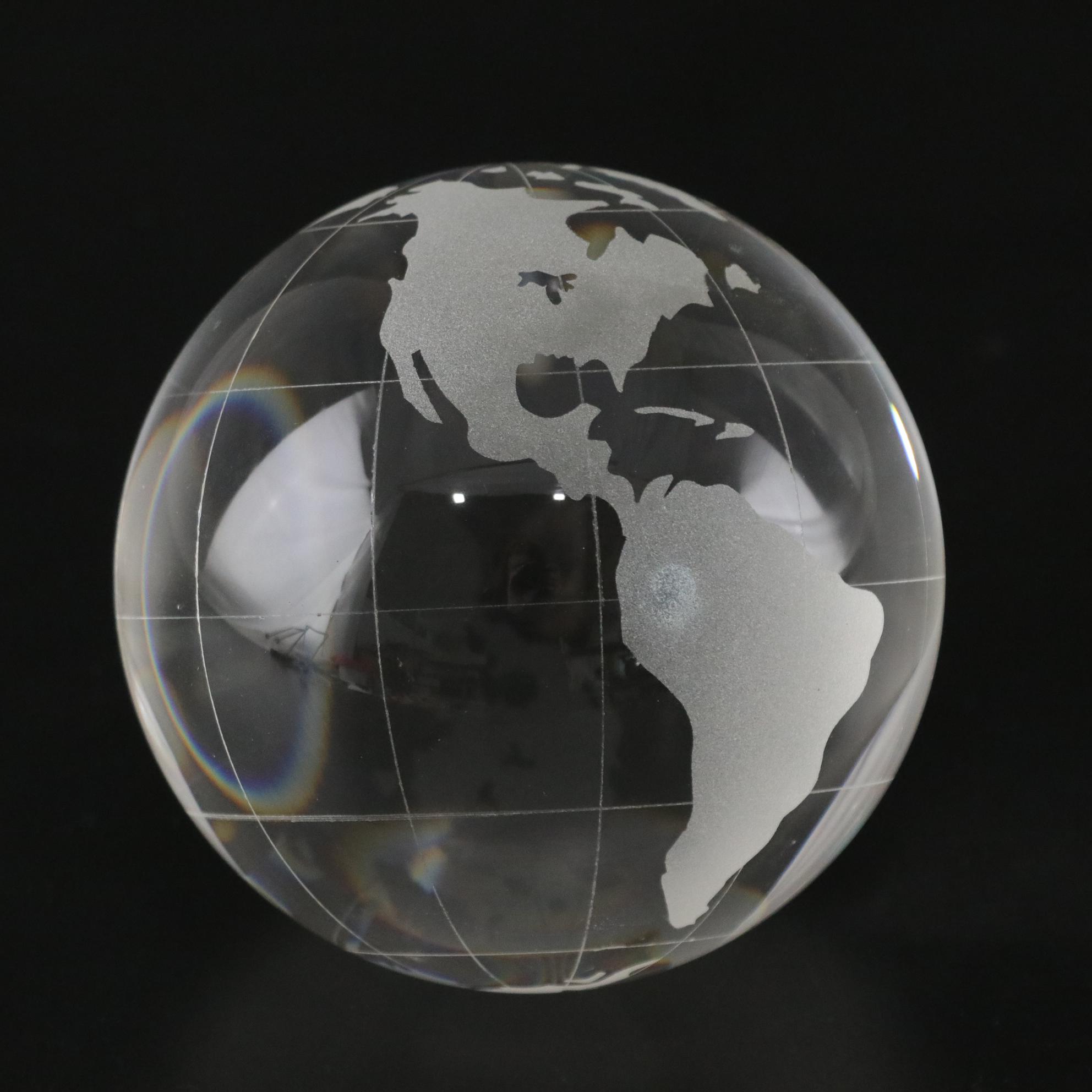 Etched Glass Globe Statue