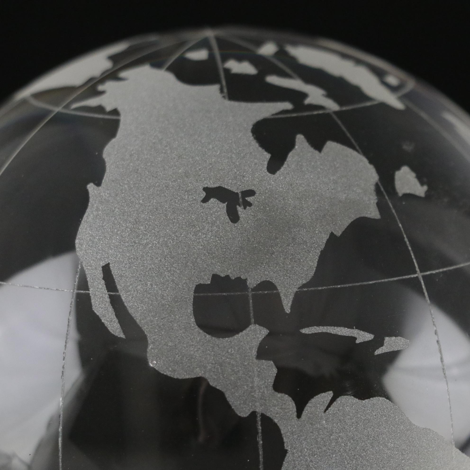 Etched Glass Globe Statue