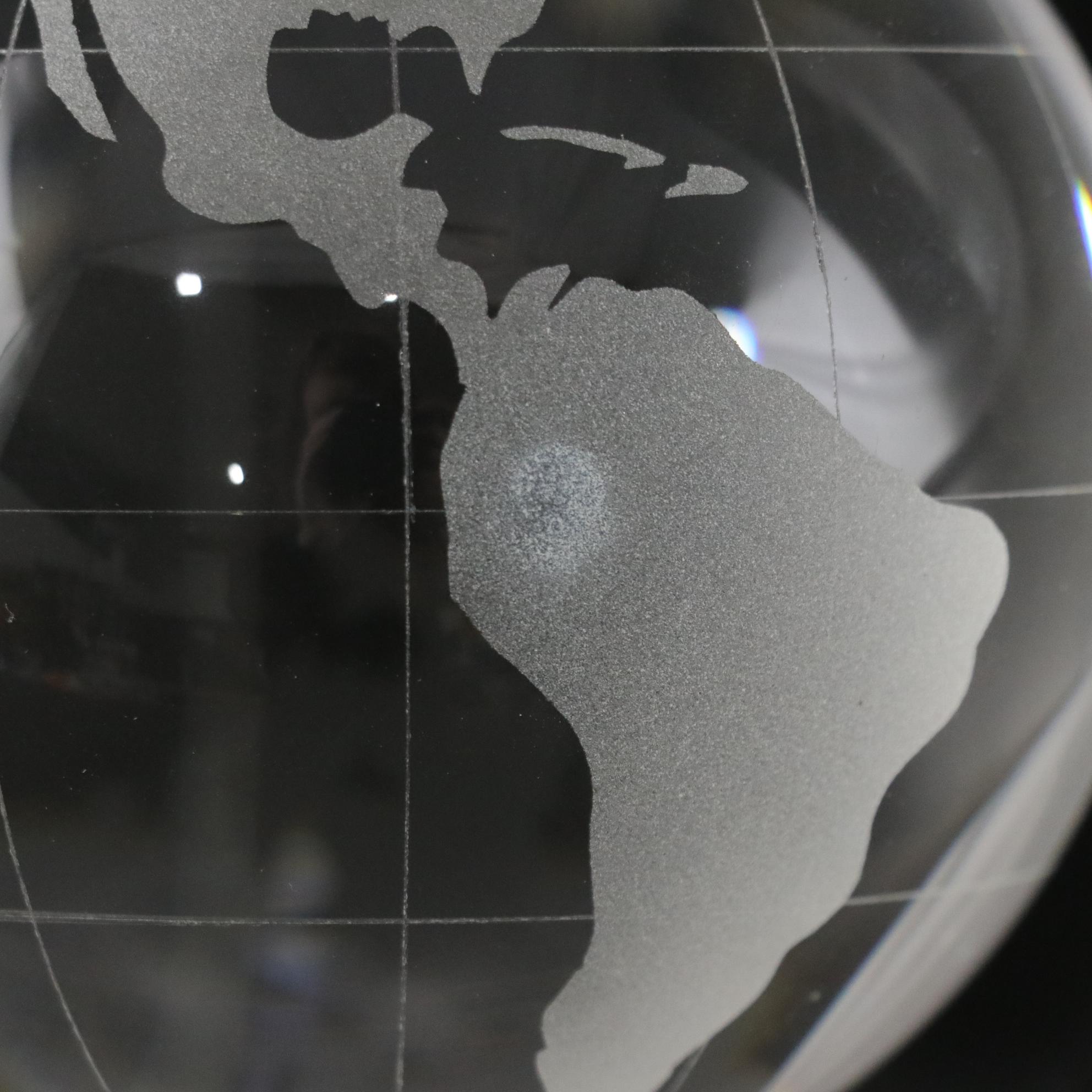 Etched Glass Globe Statue