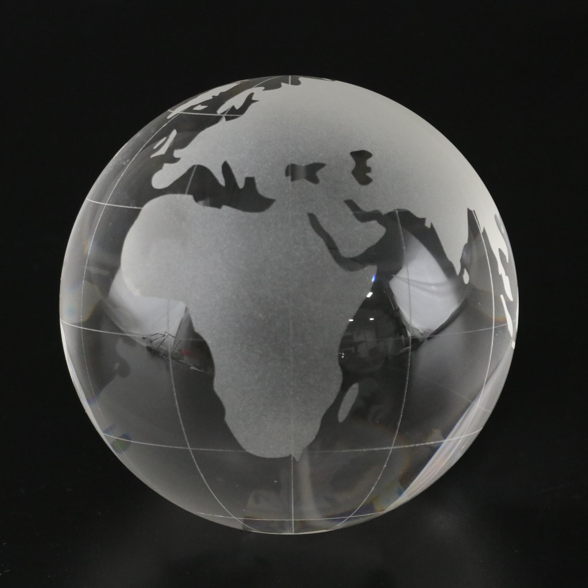 Etched Glass Globe Statue