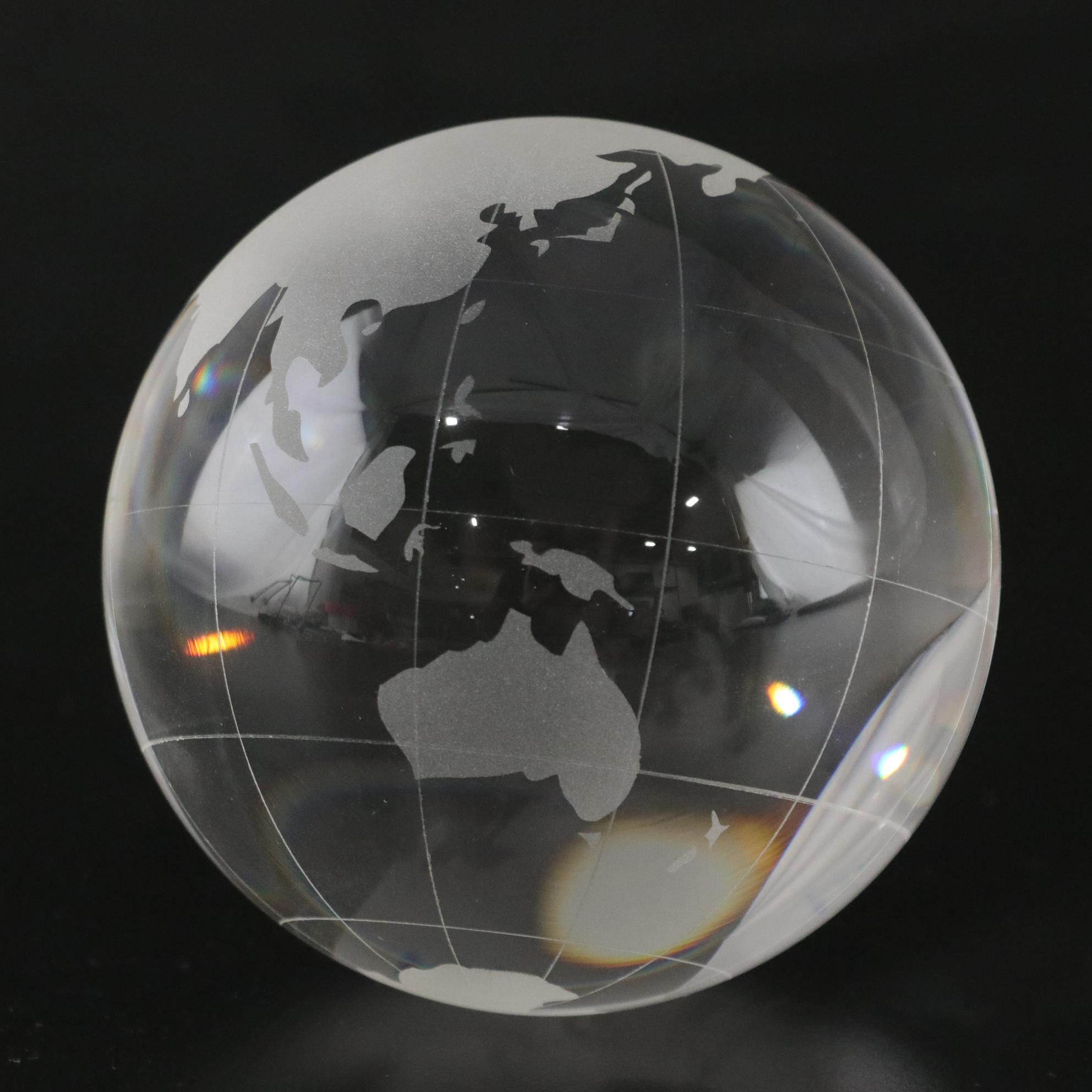 Etched Glass Globe Statue