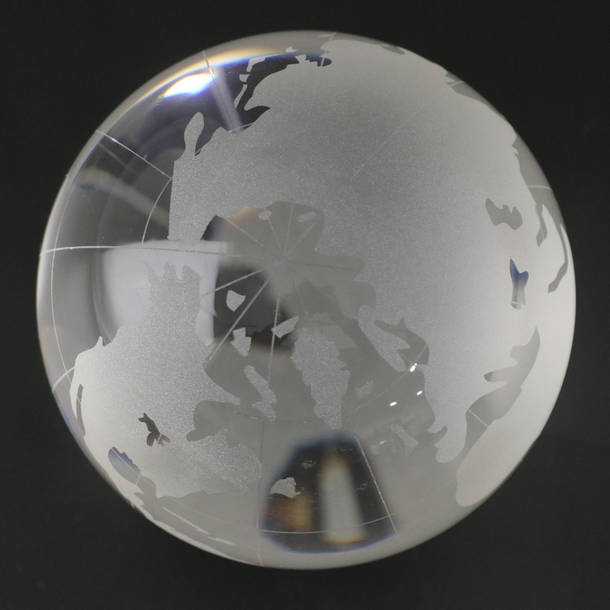 Etched Glass Globe Statue
