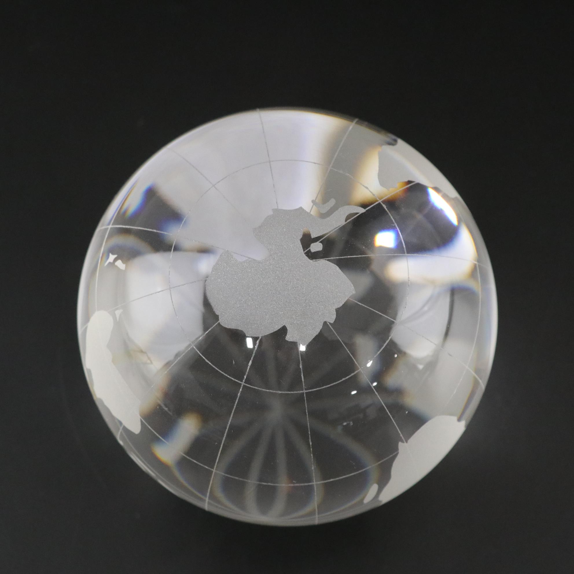 Etched Glass Globe Statue