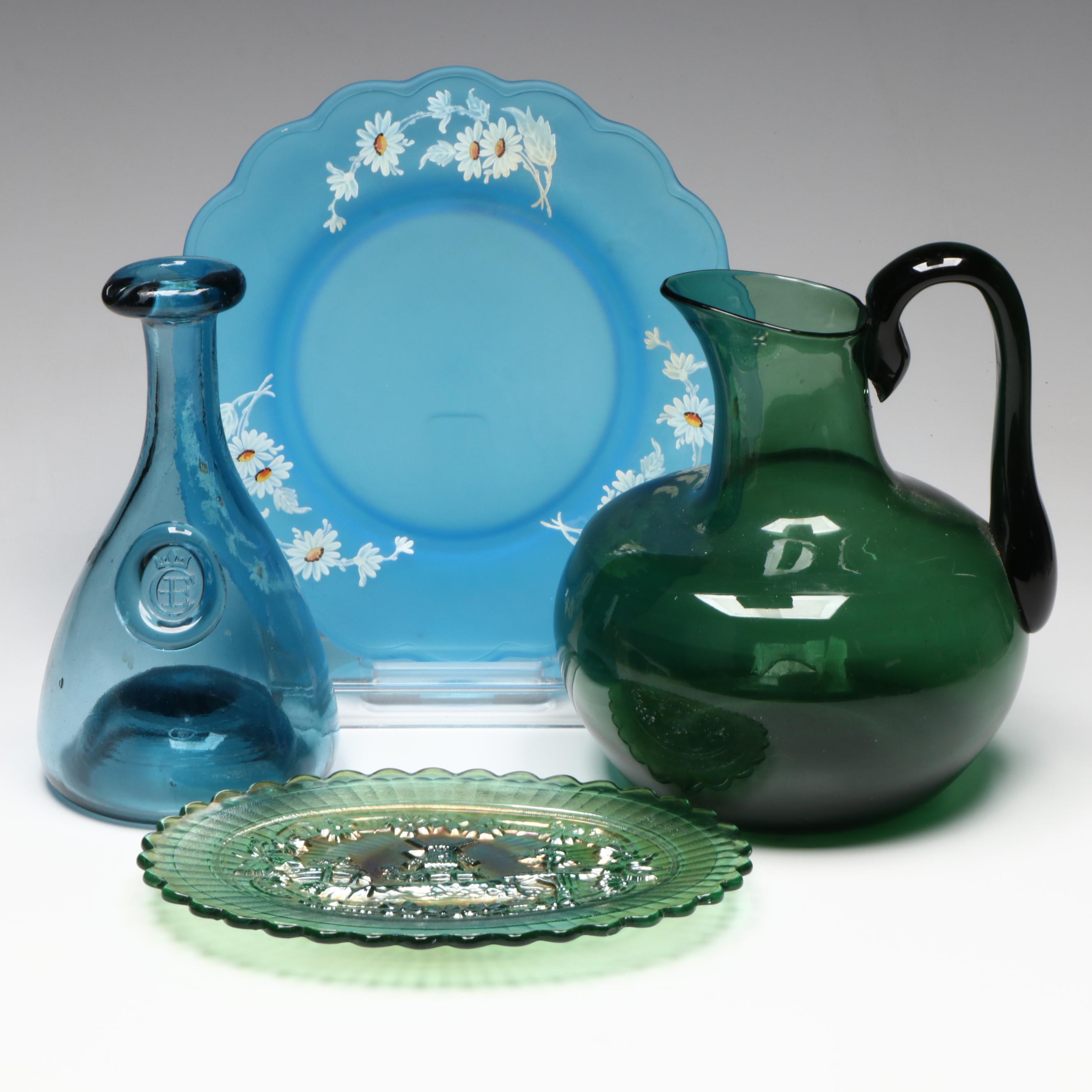 Wyaldra Glass Pitcher with Imperial Glass "Windmill Carnival" Plate and More