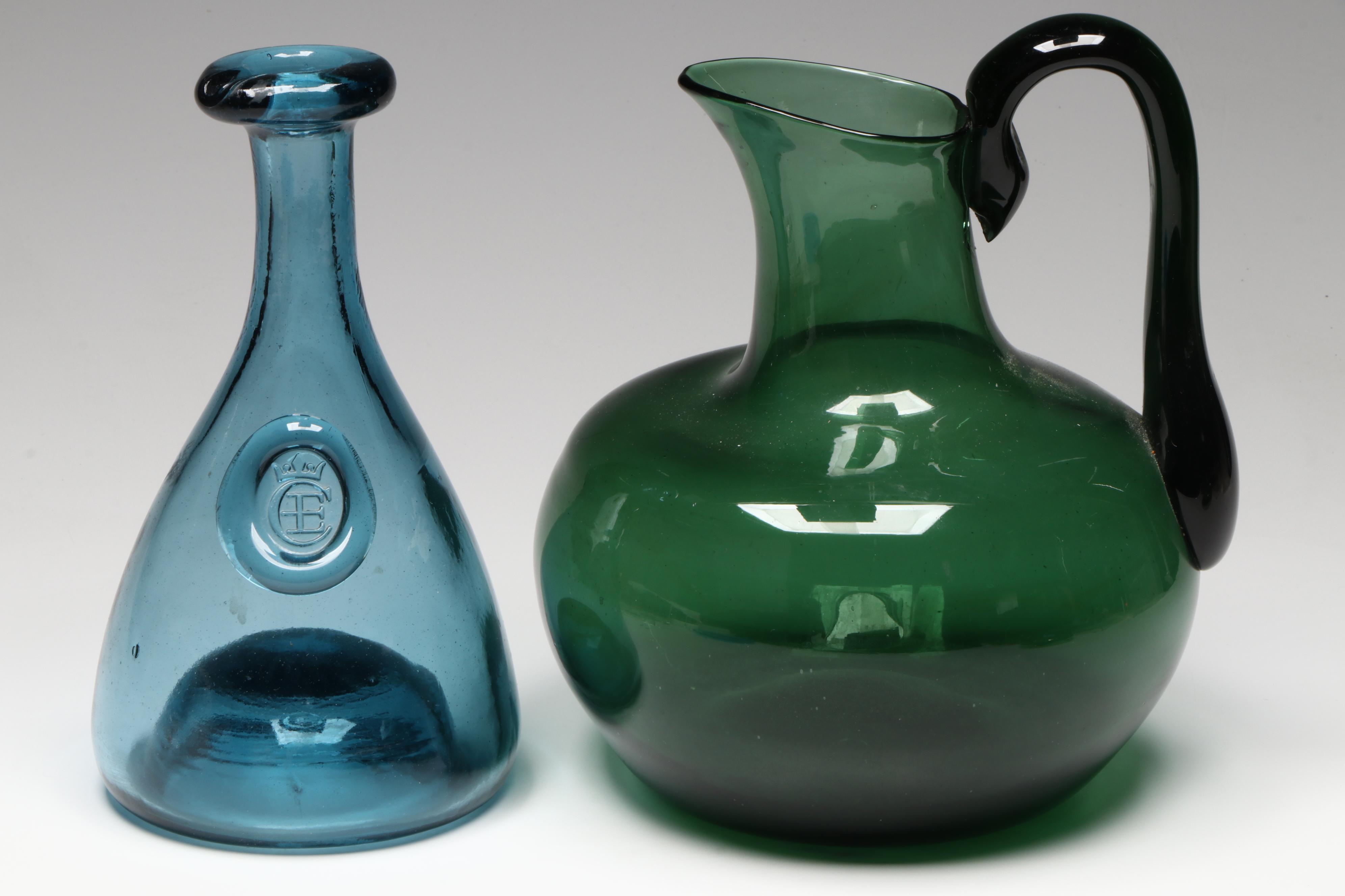 Wyaldra Glass Pitcher with Imperial Glass "Windmill Carnival" Plate and More