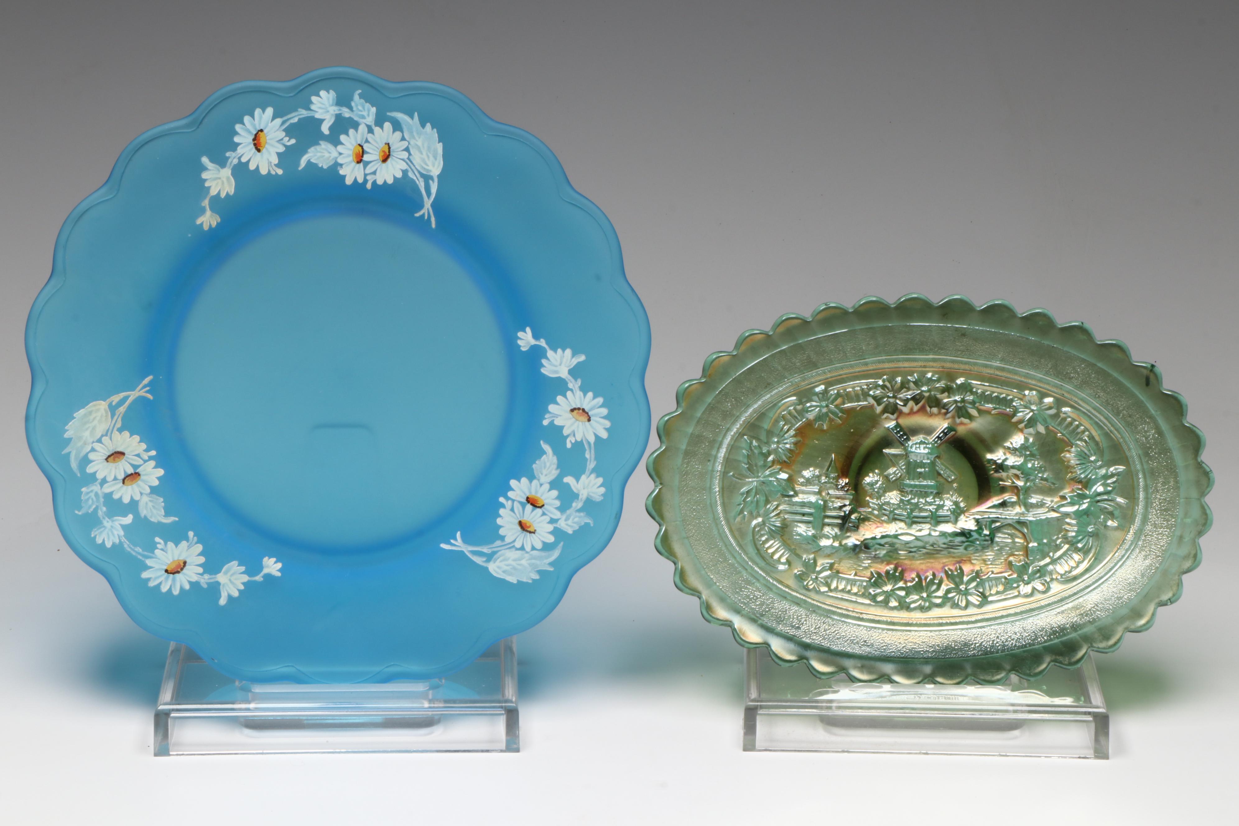 Wyaldra Glass Pitcher with Imperial Glass "Windmill Carnival" Plate and More