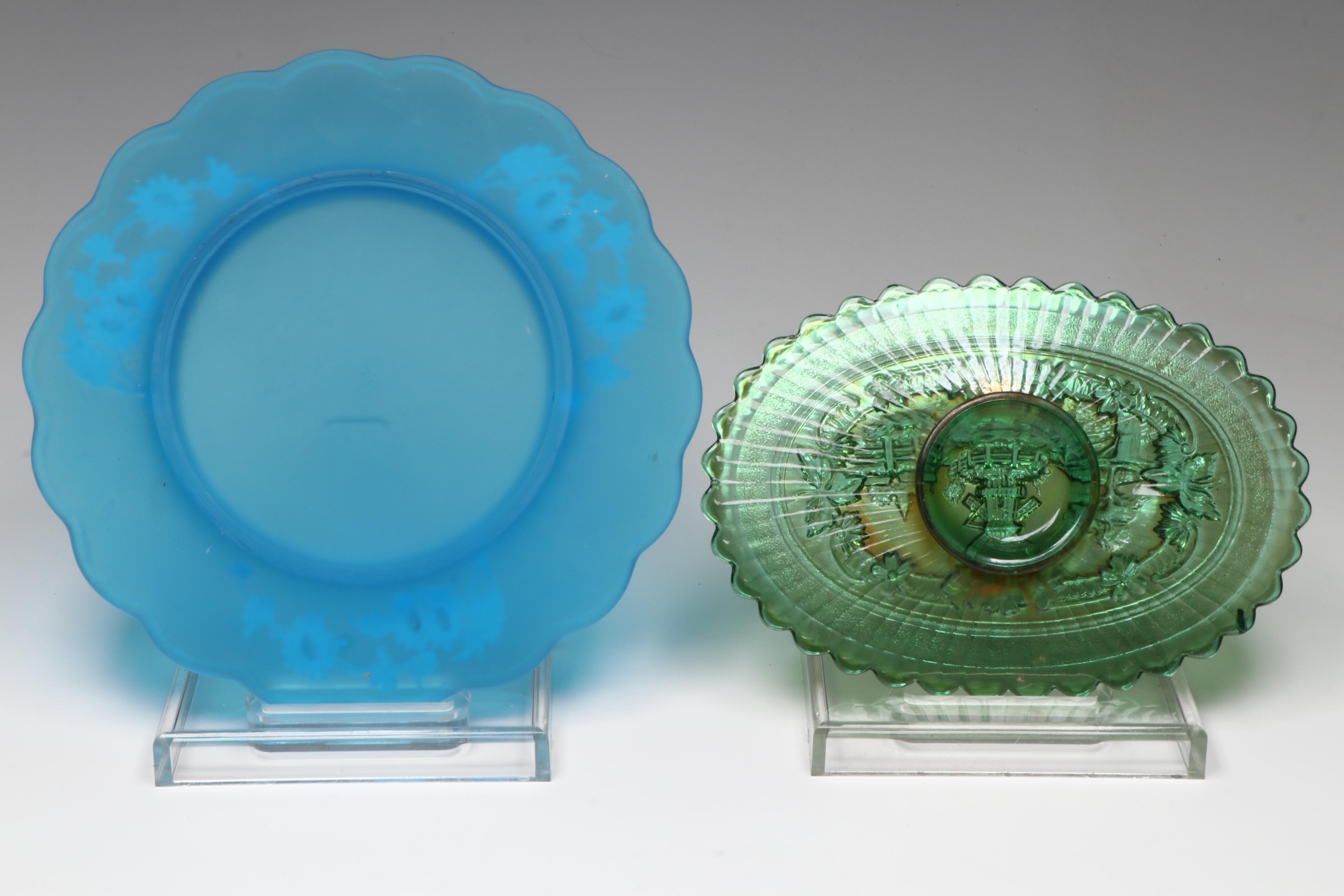 Wyaldra Glass Pitcher with Imperial Glass "Windmill Carnival" Plate and More