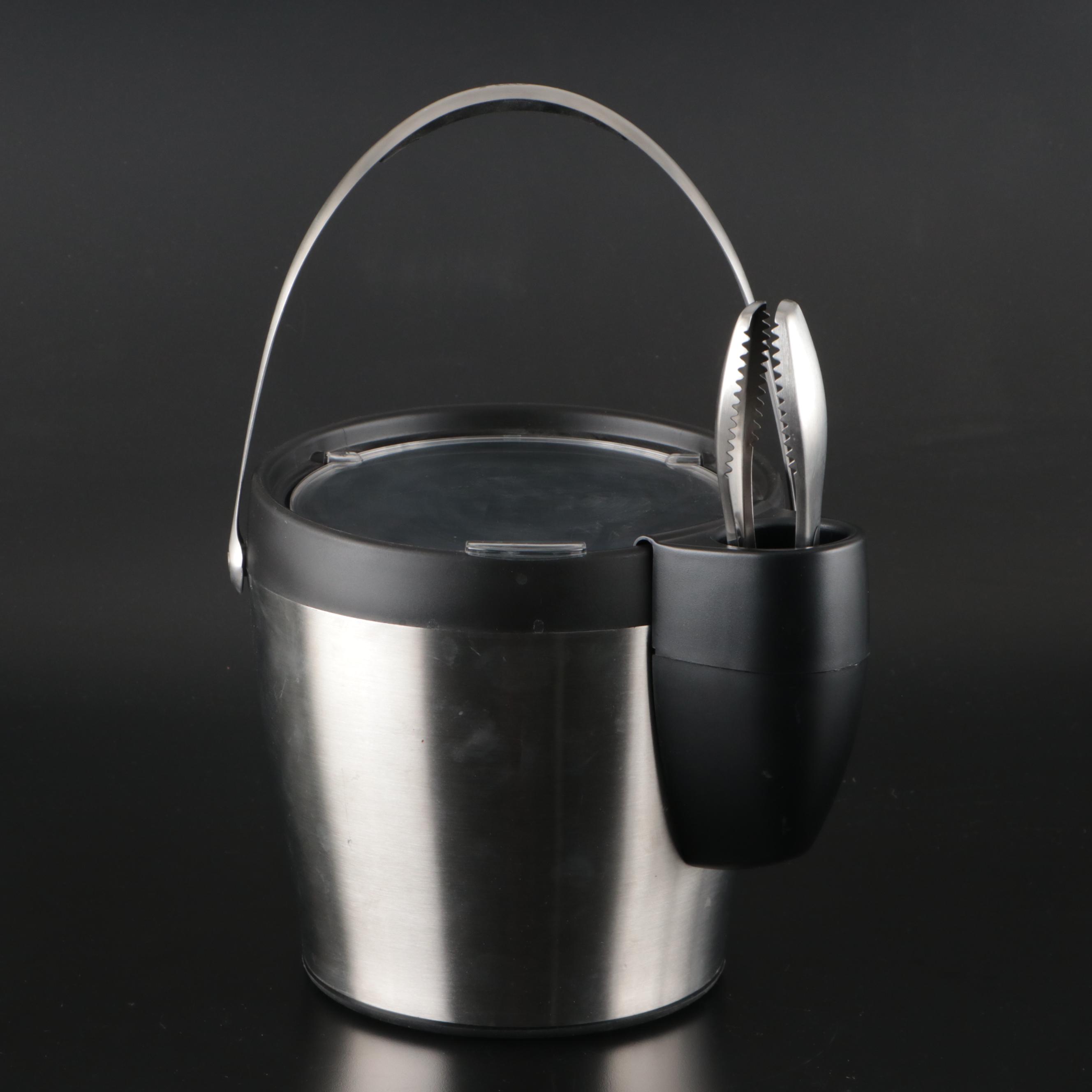 Fostoria "Patrician" Wine and Iced Glasses with Oxo Stainless Steel Ice Bucket