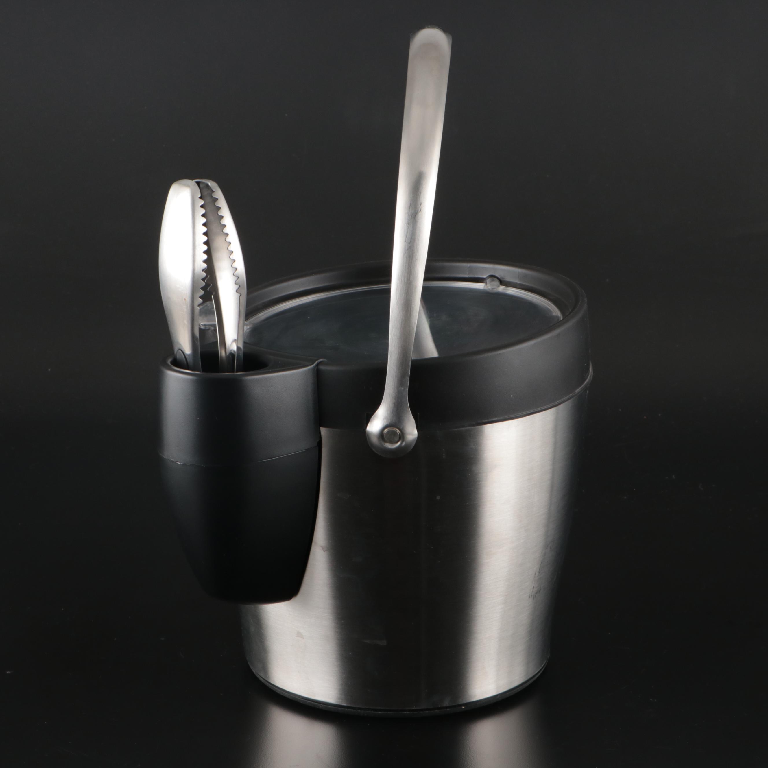 Fostoria "Patrician" Wine and Iced Glasses with Oxo Stainless Steel Ice Bucket