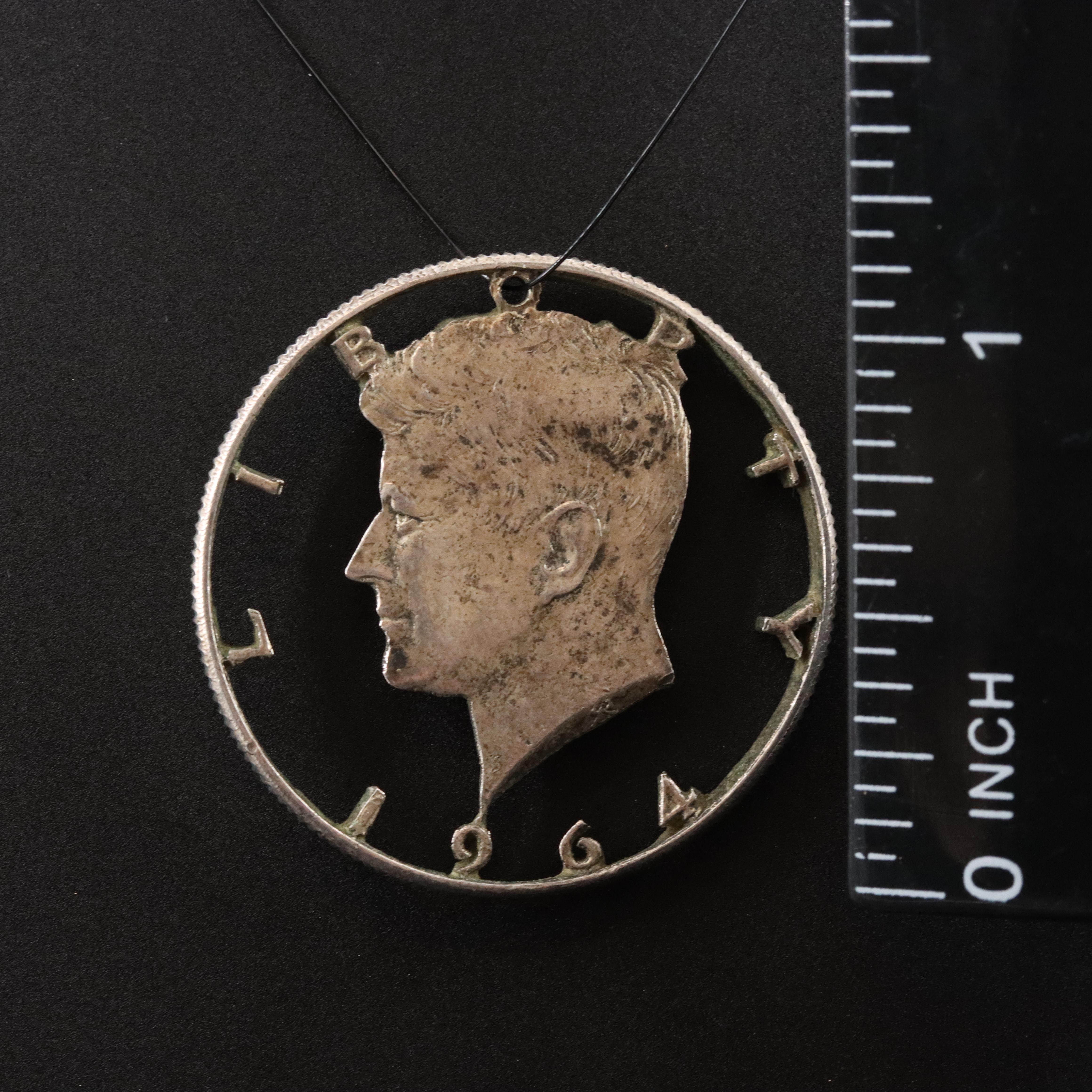 Altered 1964 Kennedy Silver Half Dollar Pendant