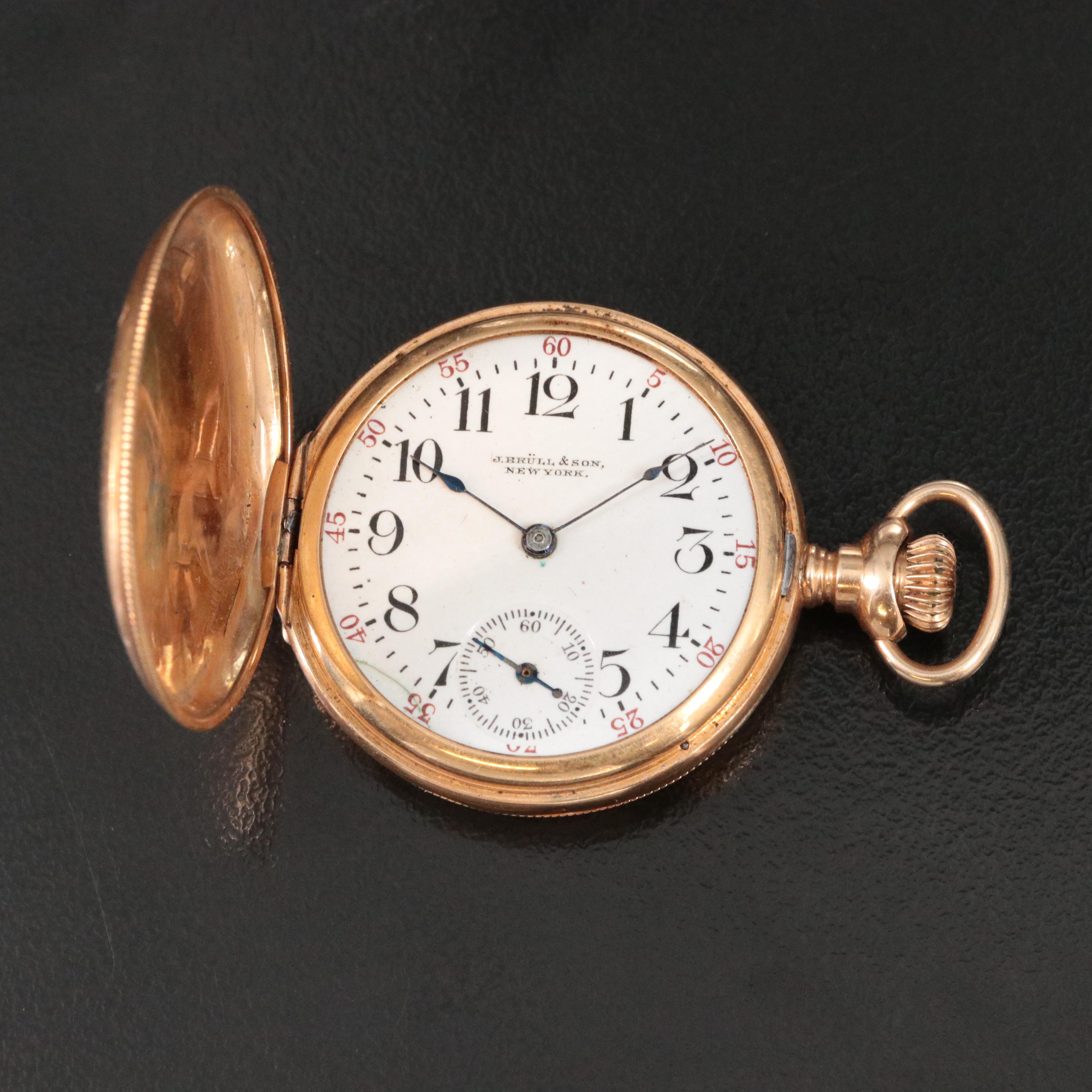 14K Waltham for J. Brüll & Son New York Pocket Watch