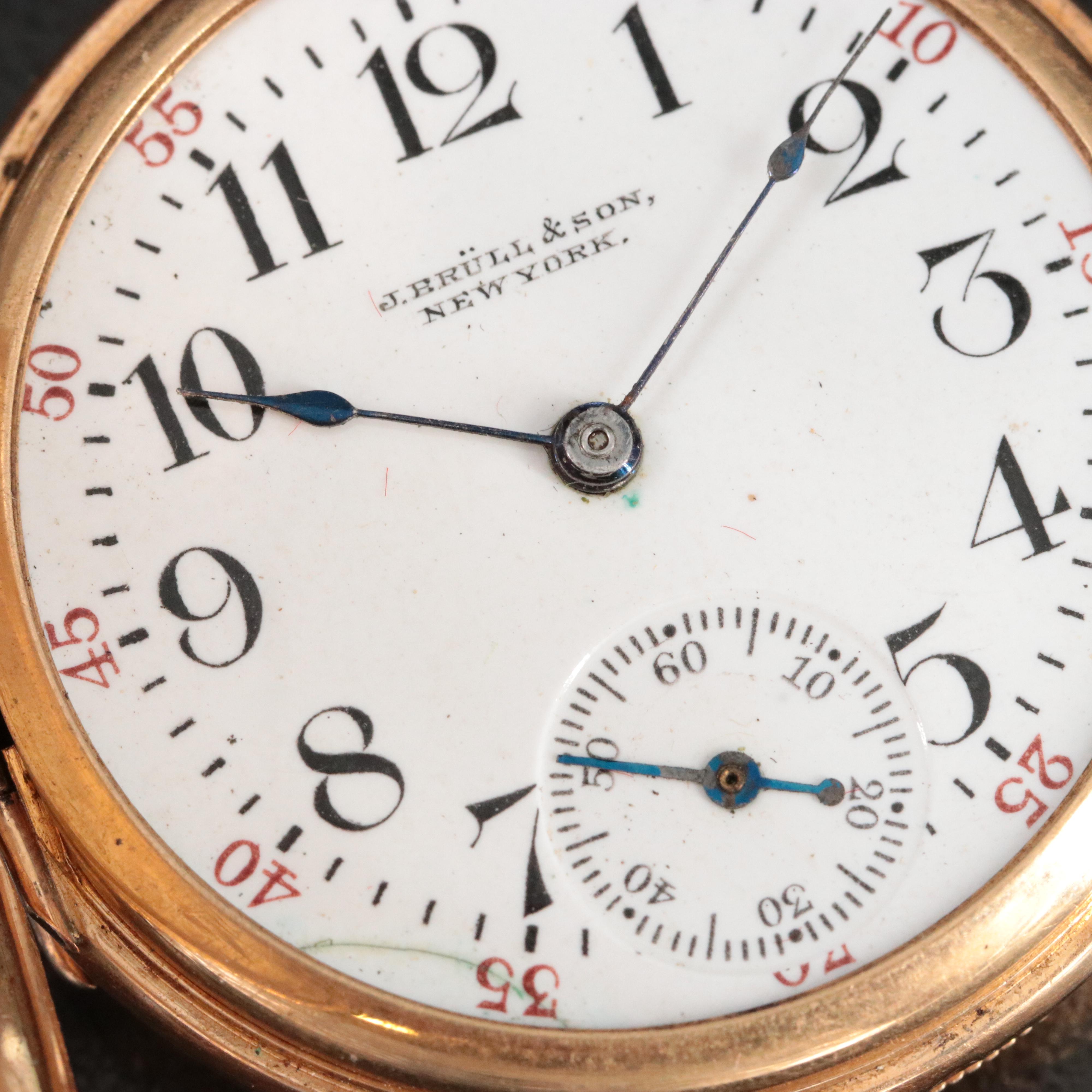 14K Waltham for J. Brüll & Son New York Pocket Watch