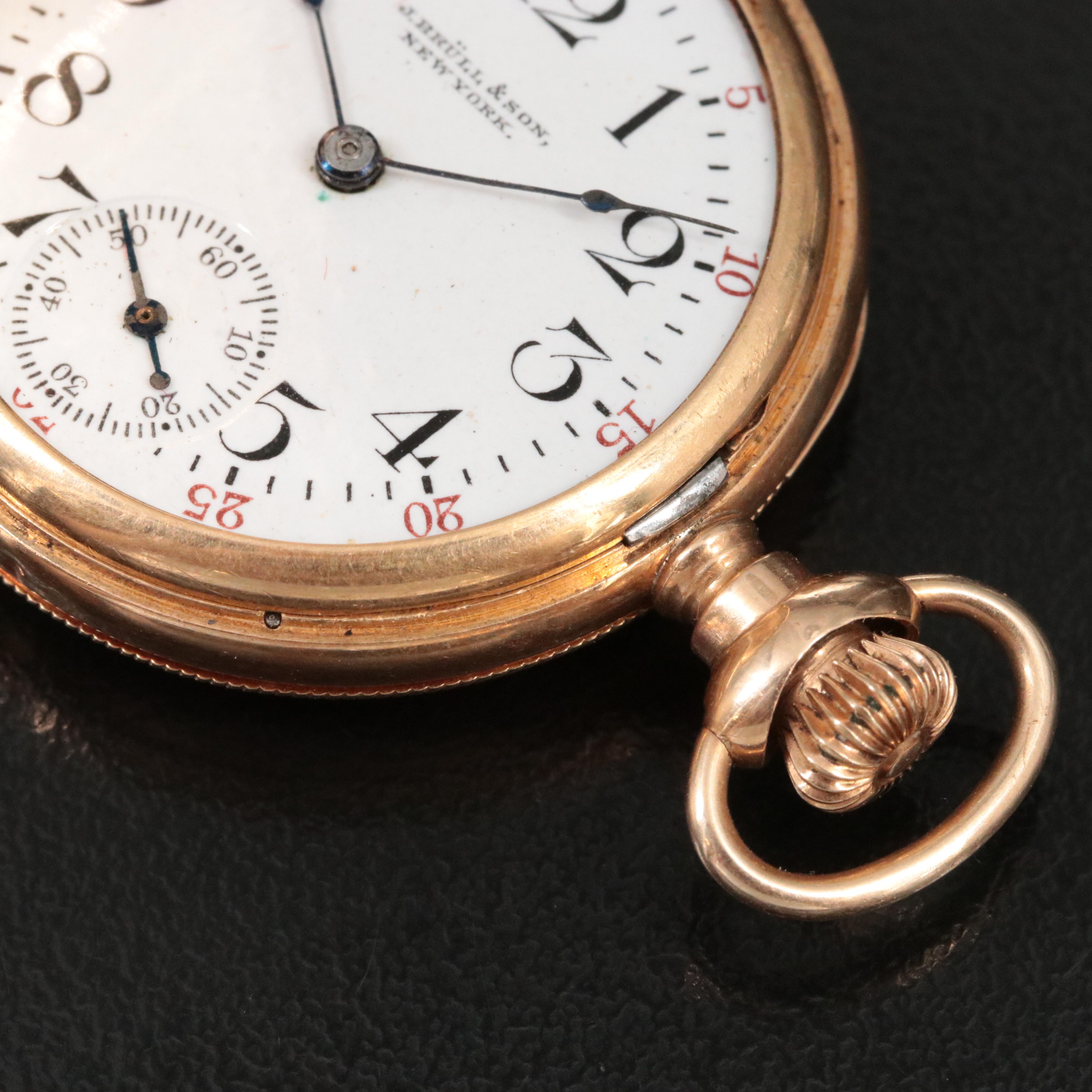 14K Waltham for J. Brüll & Son New York Pocket Watch