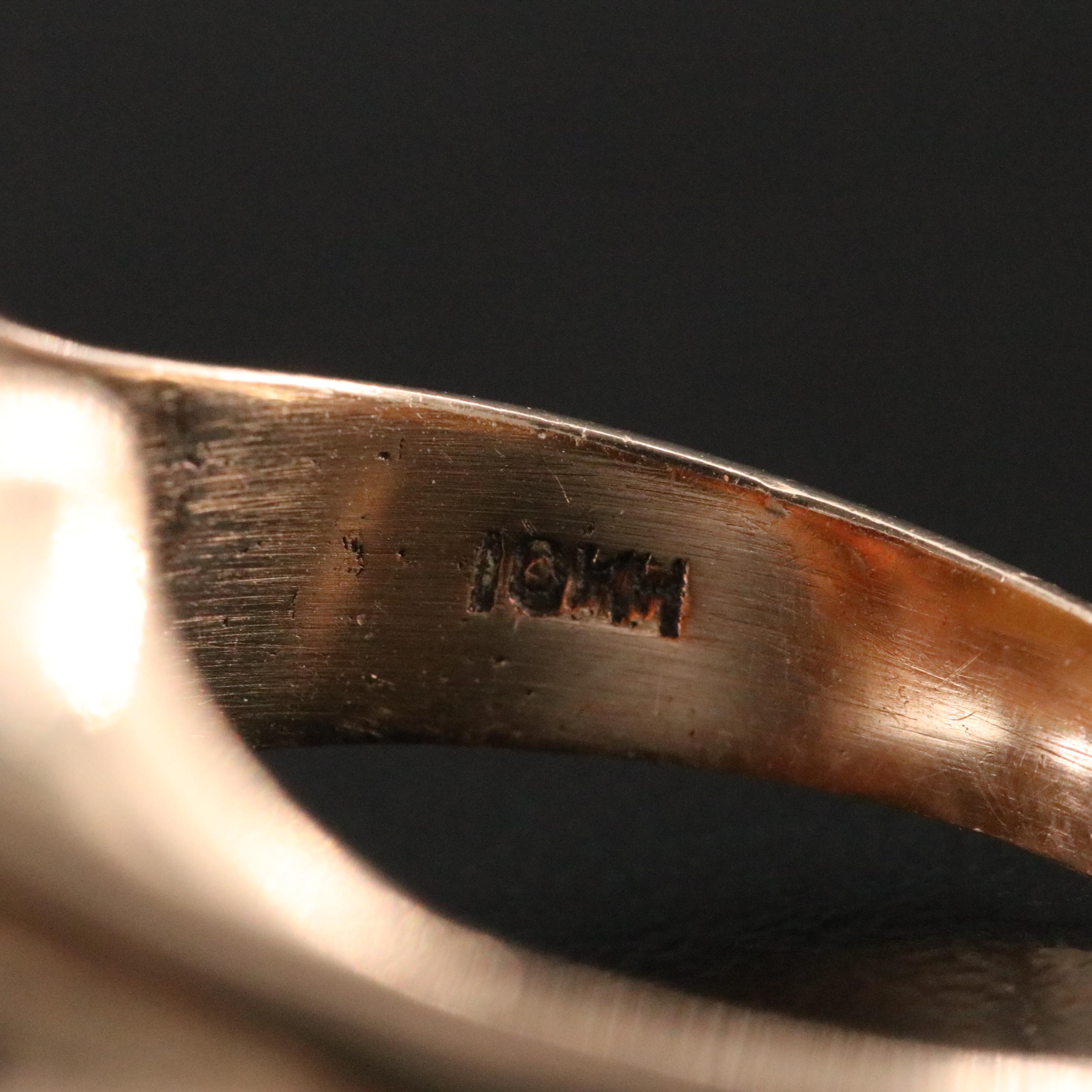 Vintage 10K Tiger's Eye and Diamond Roman Soldier Cameo Ring