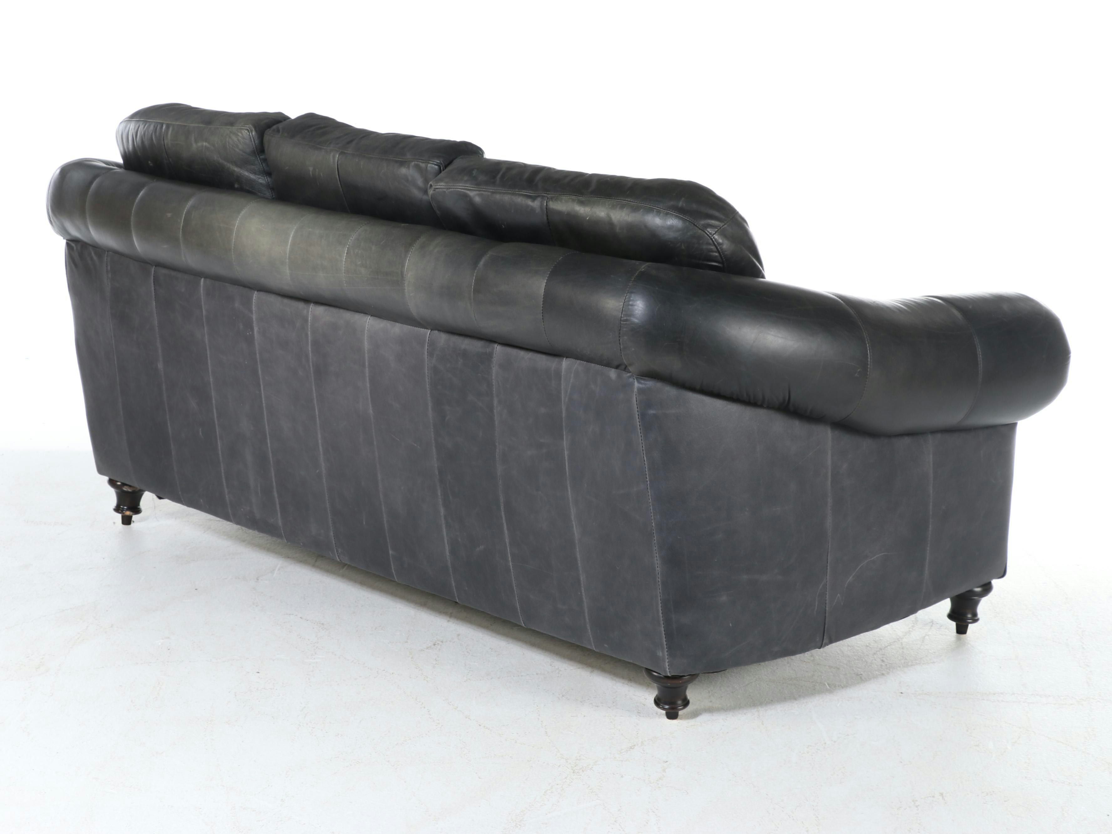 Bonded Leather Sofa with Nailhead Trim