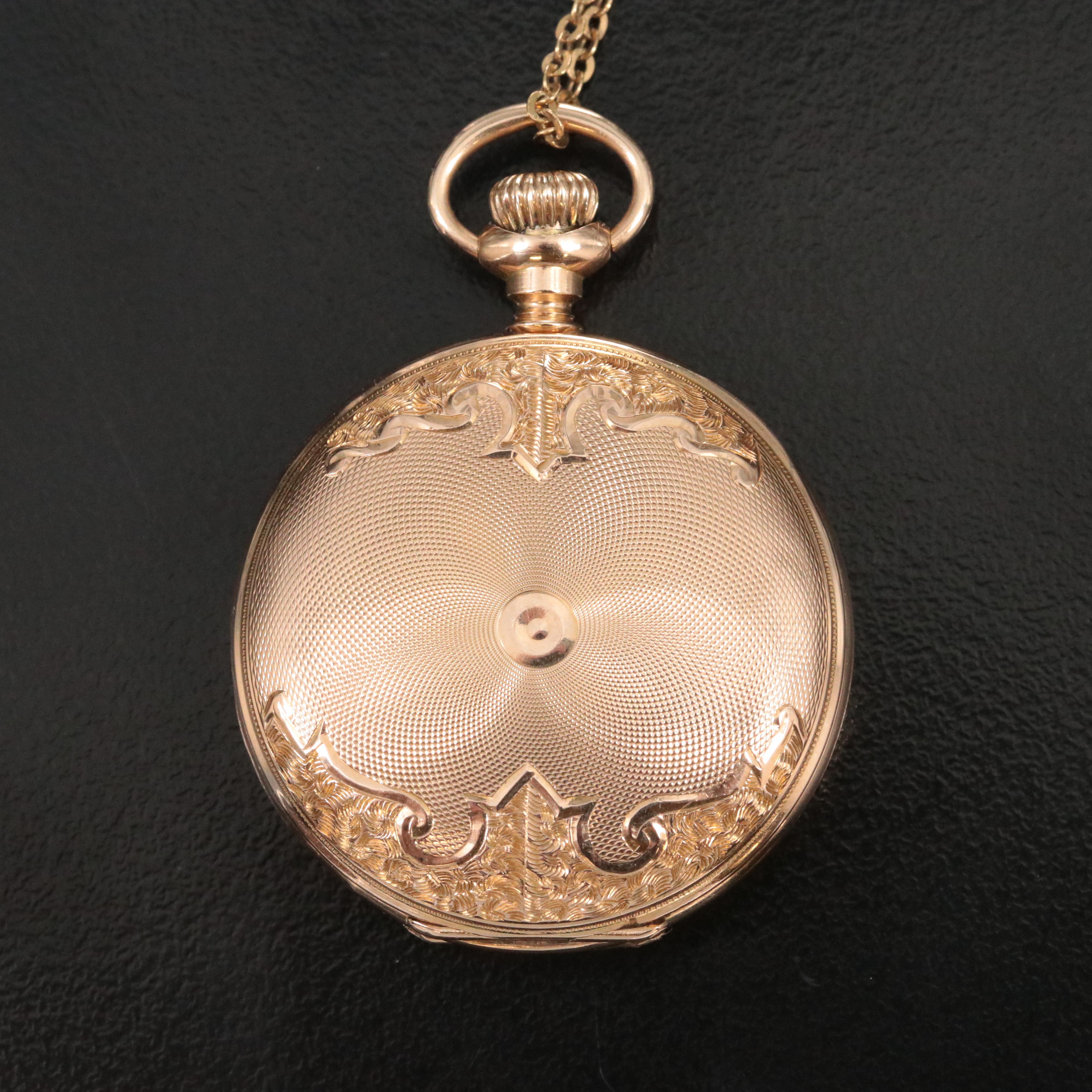 1918 14K Elgin Hunting Case Pocket Watch & 18K Chain
