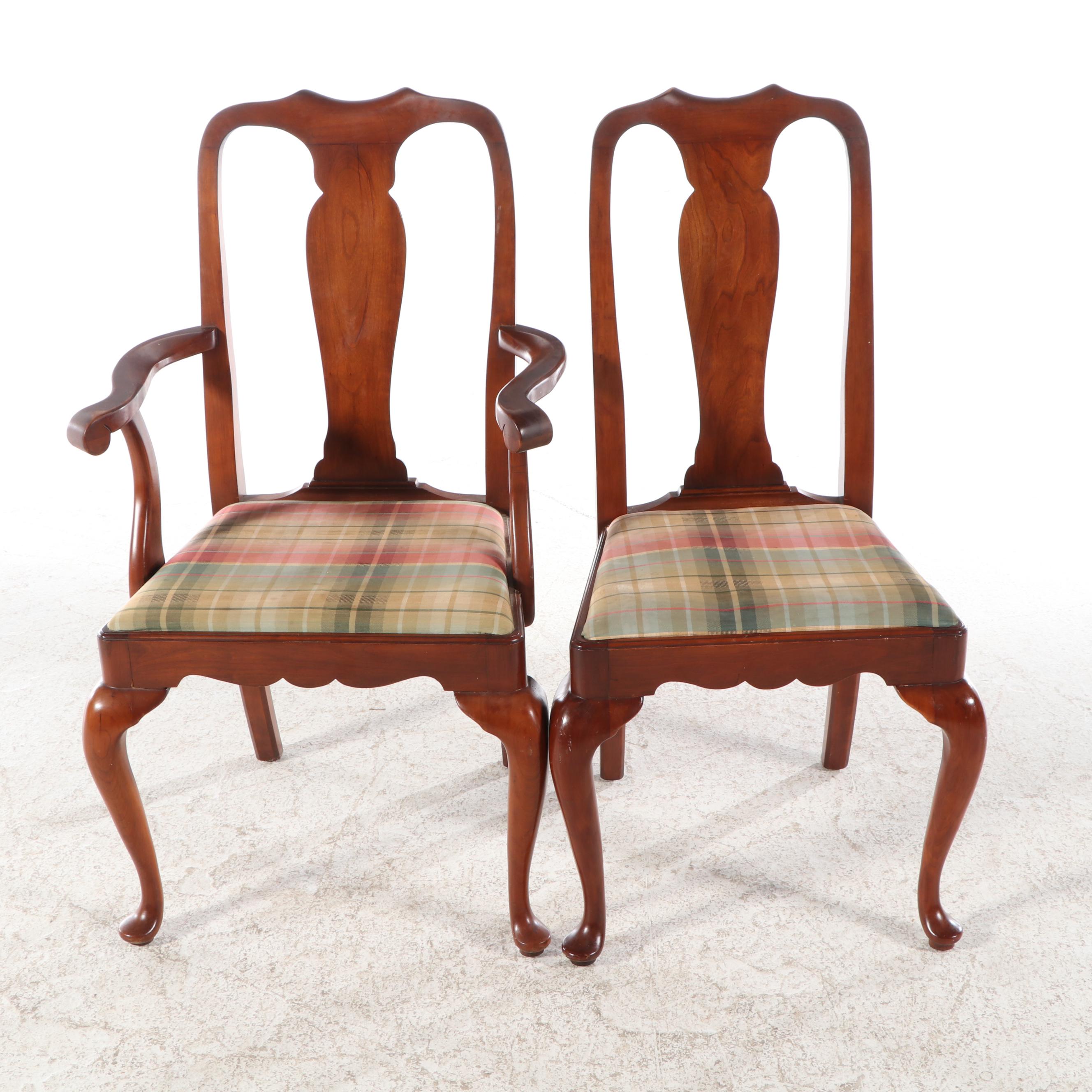 Seven-Piece Queen Anne Style Dining Set with Henkel-Harris Black Cherry Chairs