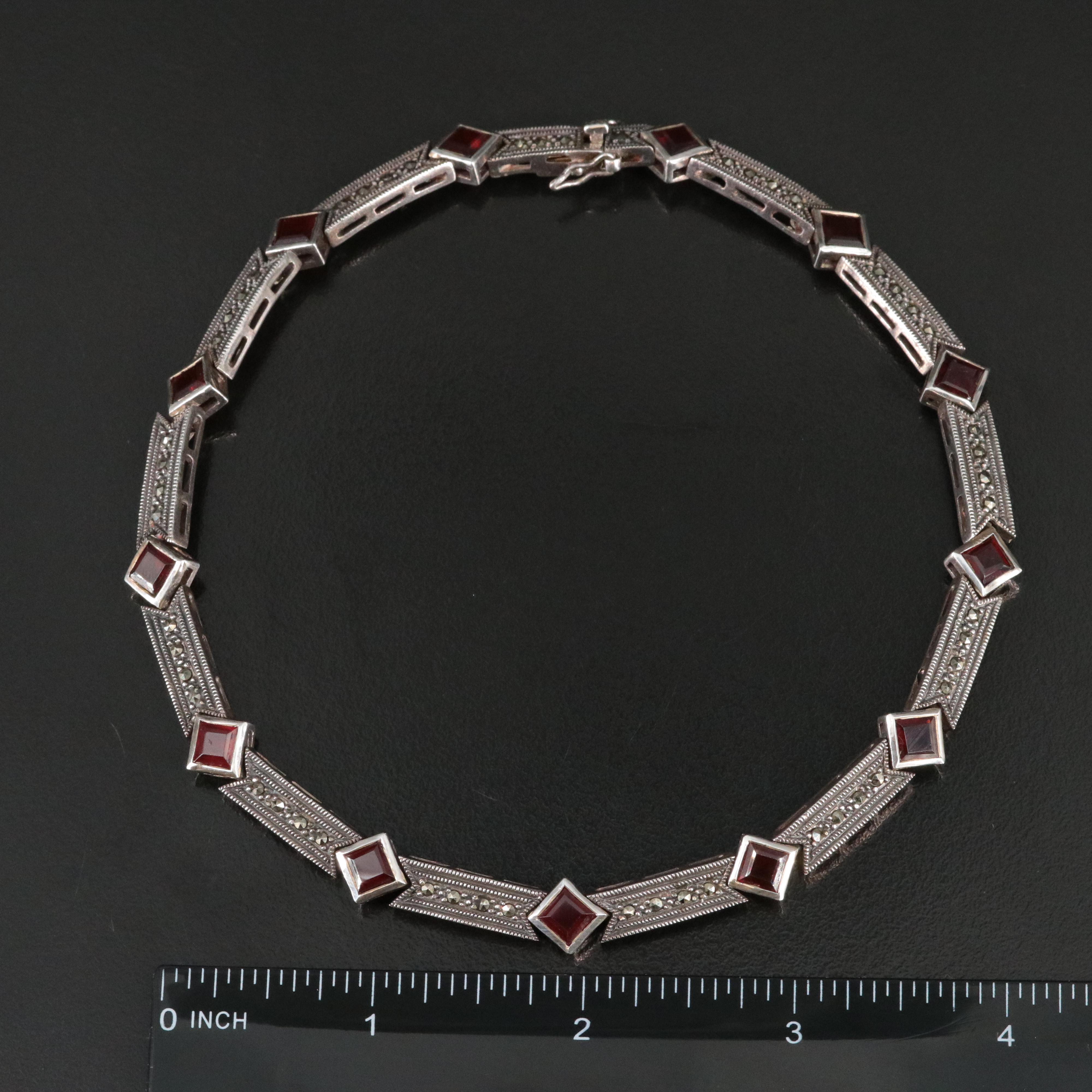 Vintage Garnet and Marcasite Choker Necklace