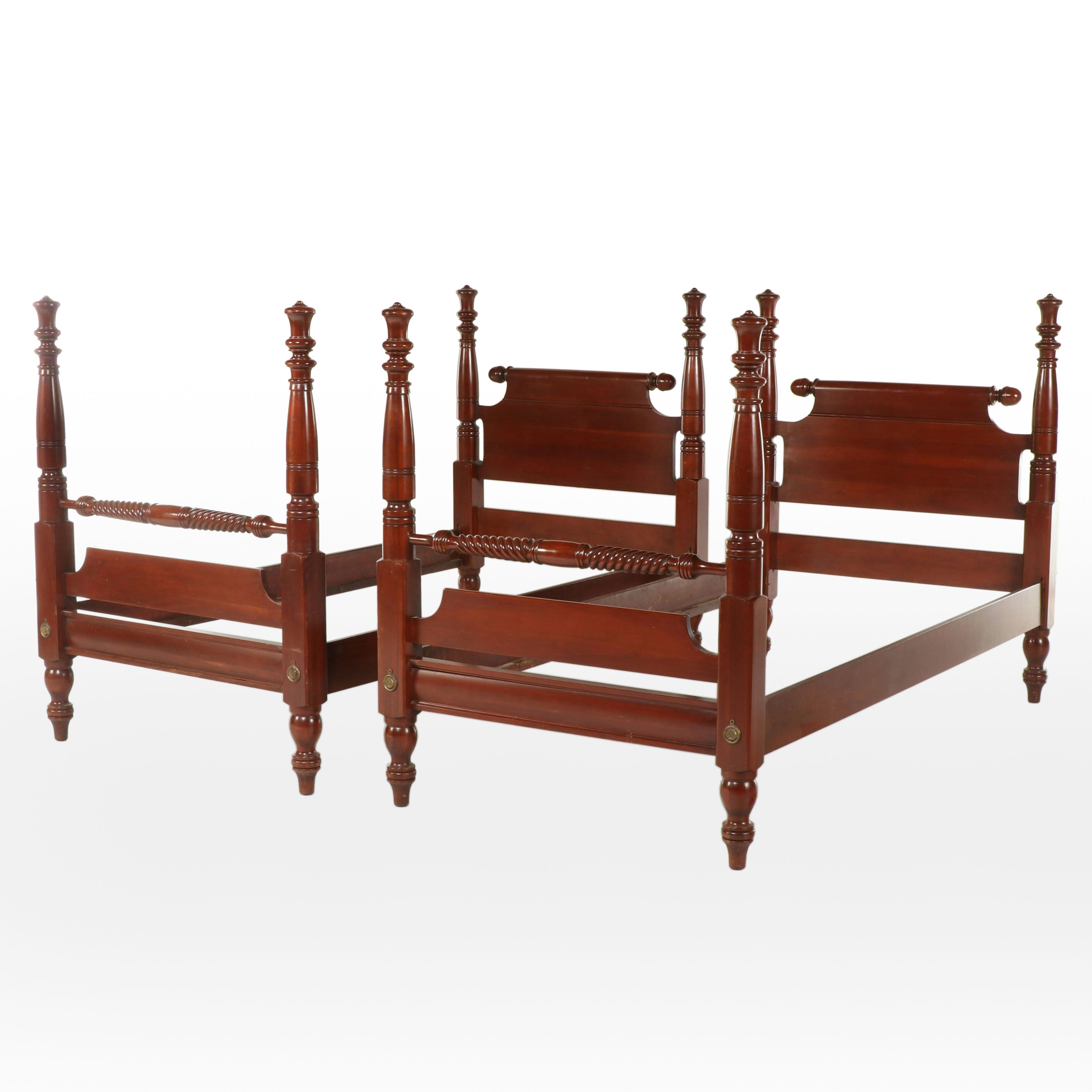 Pair of Willet Wildwood Federal Style Cherry Twin Bed Frames, Mid-20th Century
