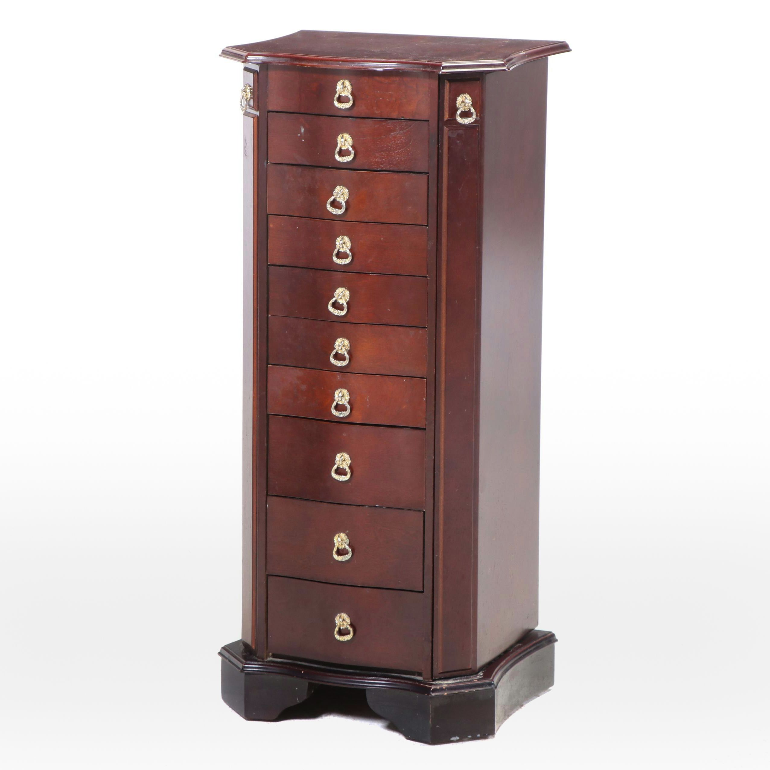 Federal Style Cherrywood-Stained Jewelry Armoire